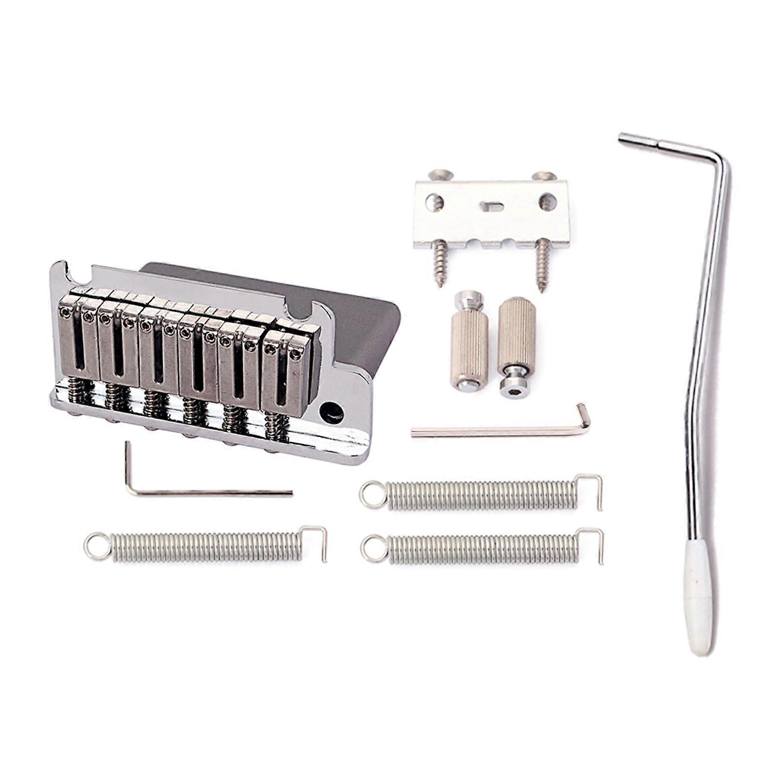 6 String Metal Fixed Hardtail Saddle Bridge Top Load Guitar Tailpiece for Electric Guitar Accessories Chrome