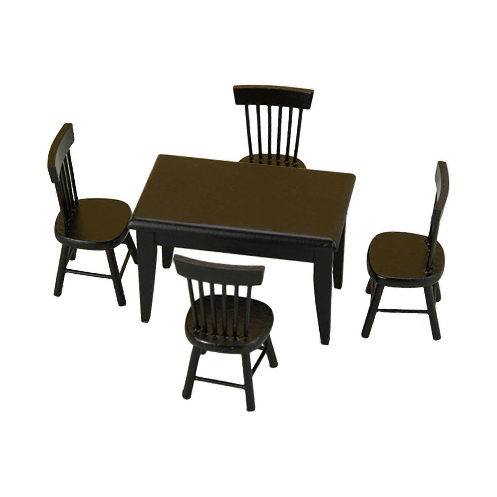 Dockhus Möbler Mini Trä Matbord Stol Set Miniatyr Modell Dockhus Dekoration Dockhus Tillbehör 1:12