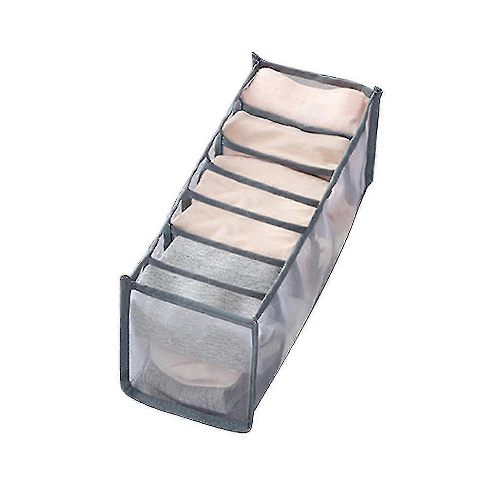 Underwear Bra Organizer Storage Box for Drawer Closet - 7 Grids Gray