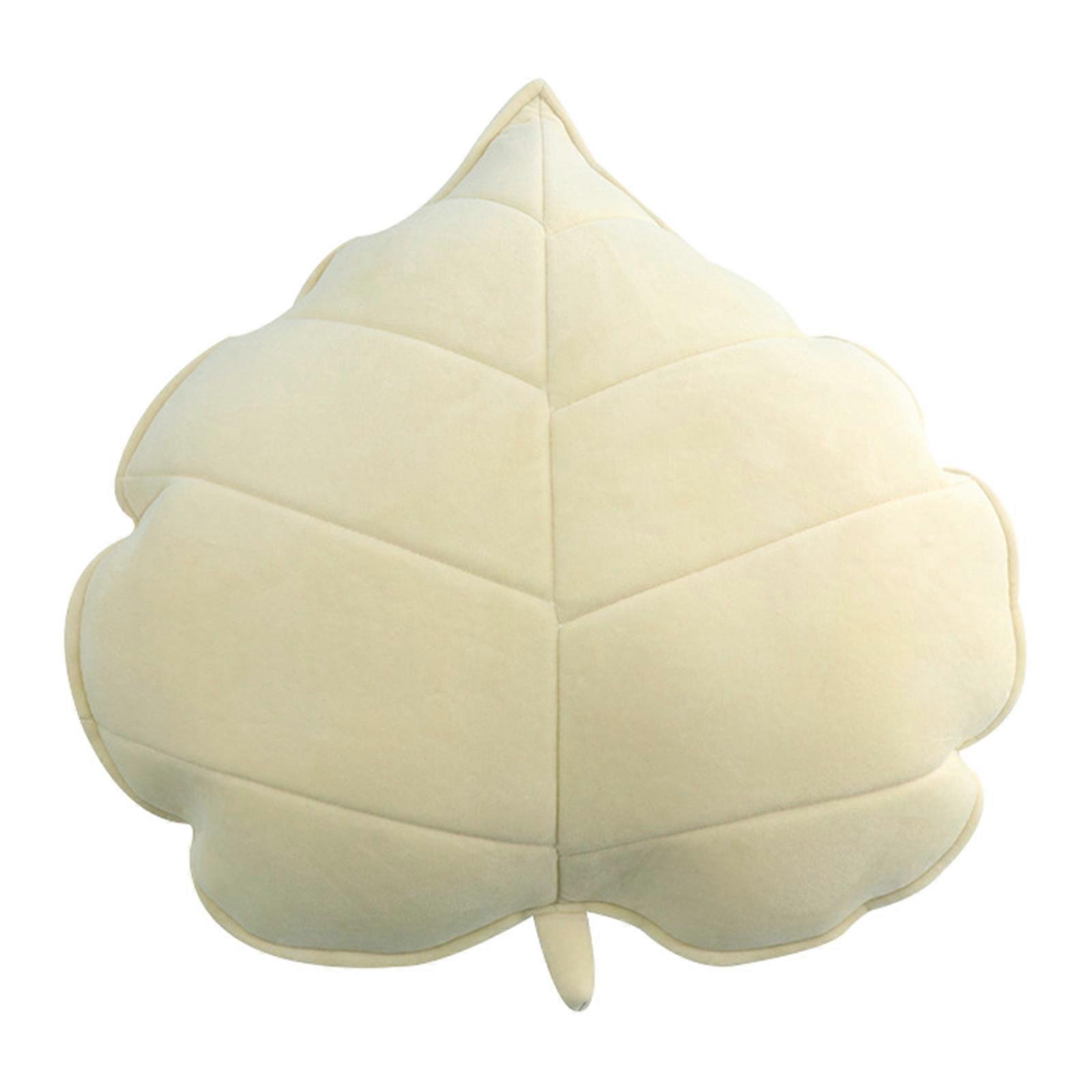 3D Simulation Leaf Plush Pillow Stuffed PP Cotton Pillows Throw Cushion  White