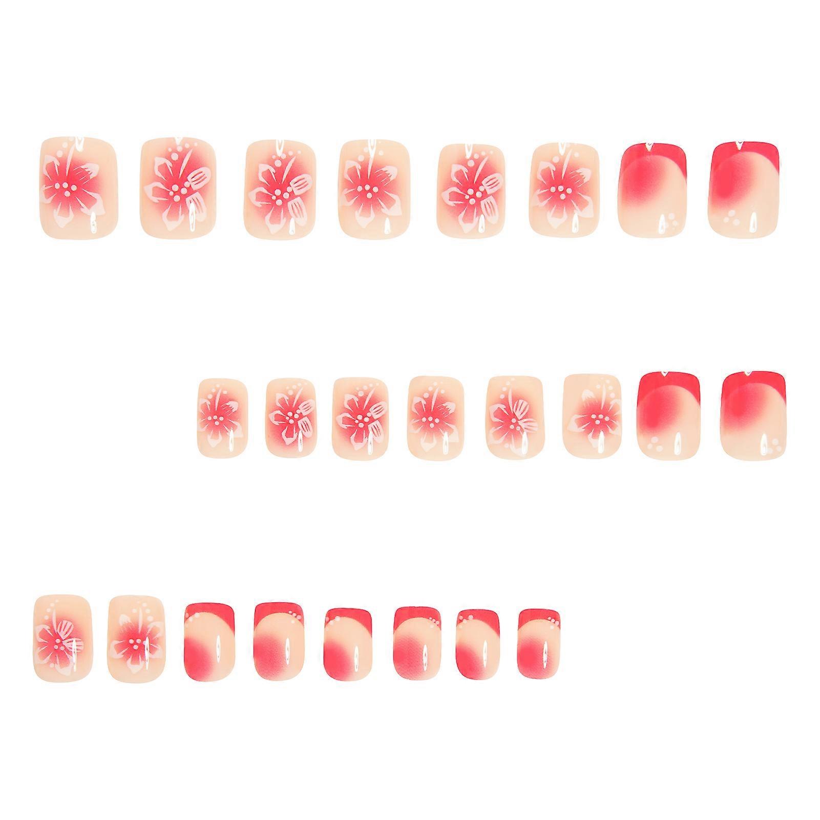 Blush Square Fake Nails with French Tip No Bad Smell Environmentally Friendly