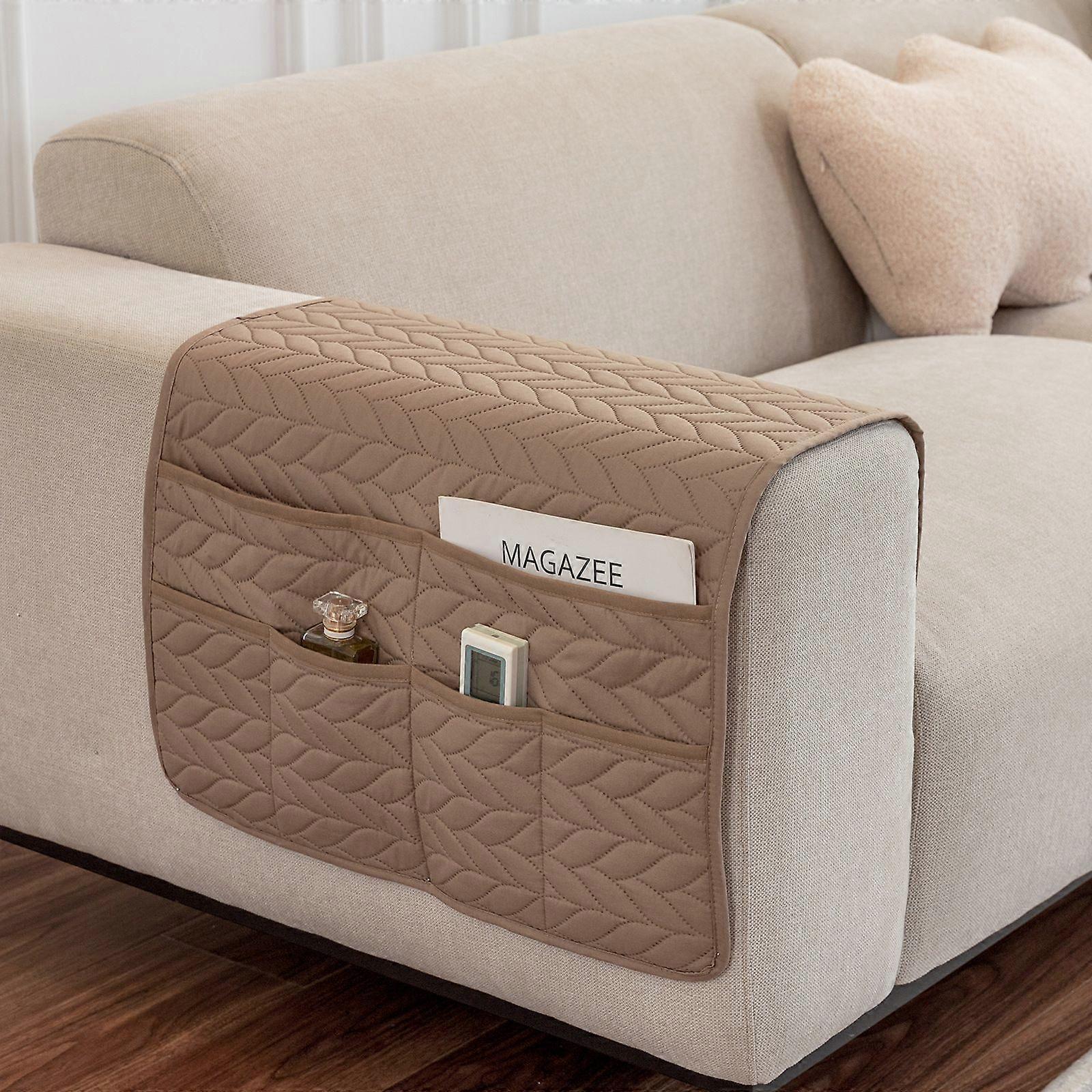 Sofa Armrest Towel, New, with Storage Pocket, Magazine, Remote Control Beige 50*90CM