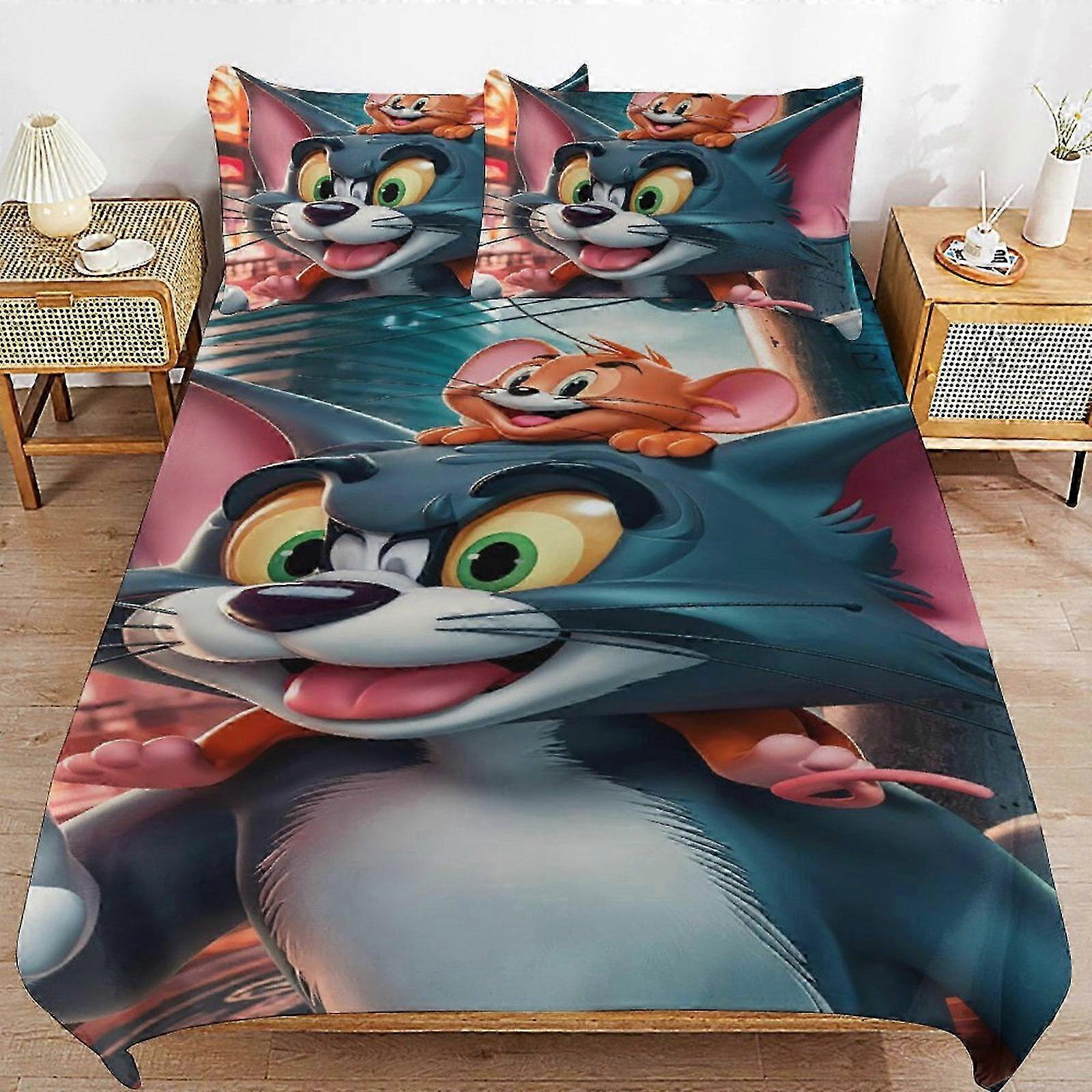 Ultra Soft Skin-Friendly Duvet Cover Set for Boy and Girl With Cartoon Theme, 3 Piece Cute Bedding Set Suitable for Various Brands Like Tom