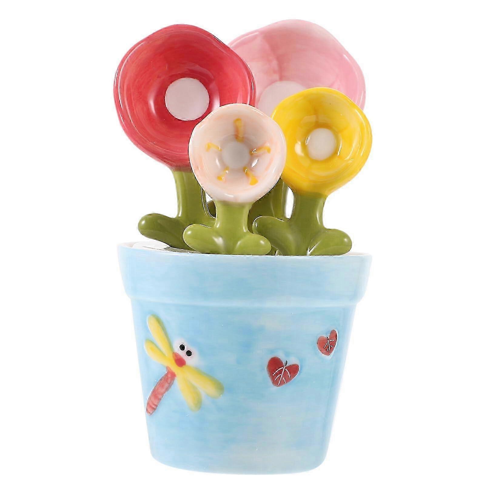 Decorative Cute Porcelain Measuring Spoon Set for Baking & Cooking - Kitchen Essentials