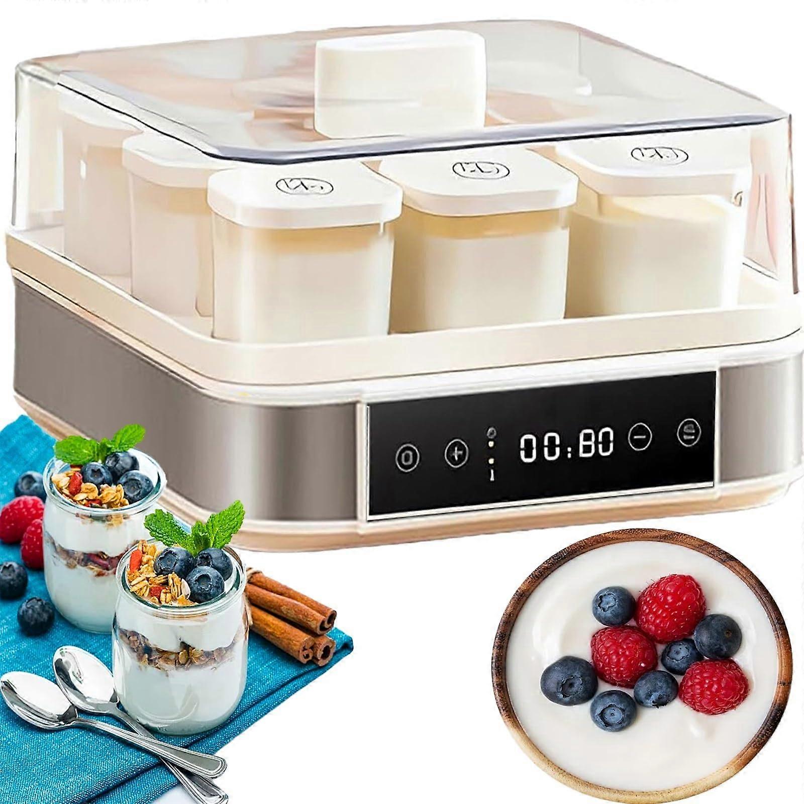 Digital Yogurt Maker, 40W Automatic with LED Display, Timer, 6oz Glass Container
