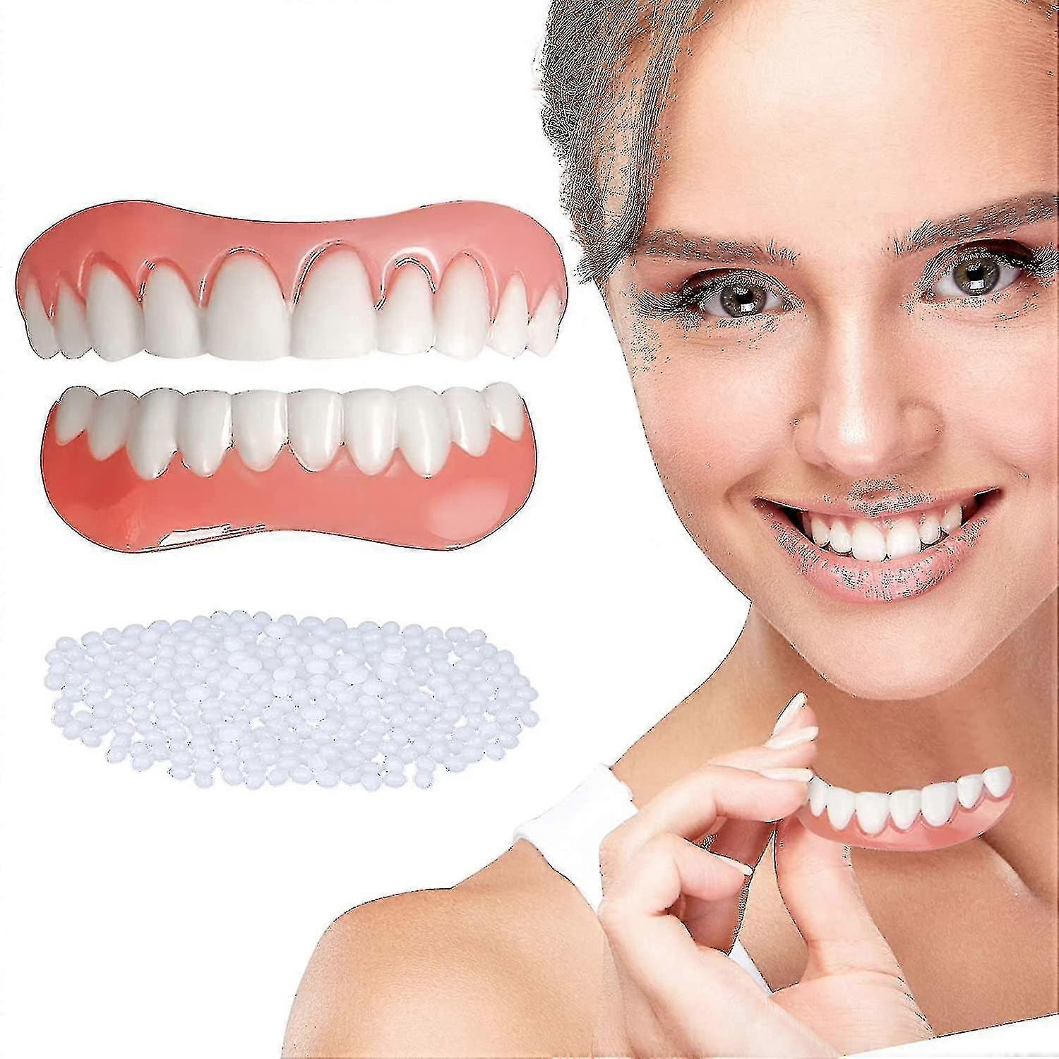 Fake Teeth Dentures for Upper & Lower Jaw, Teeth Protection
