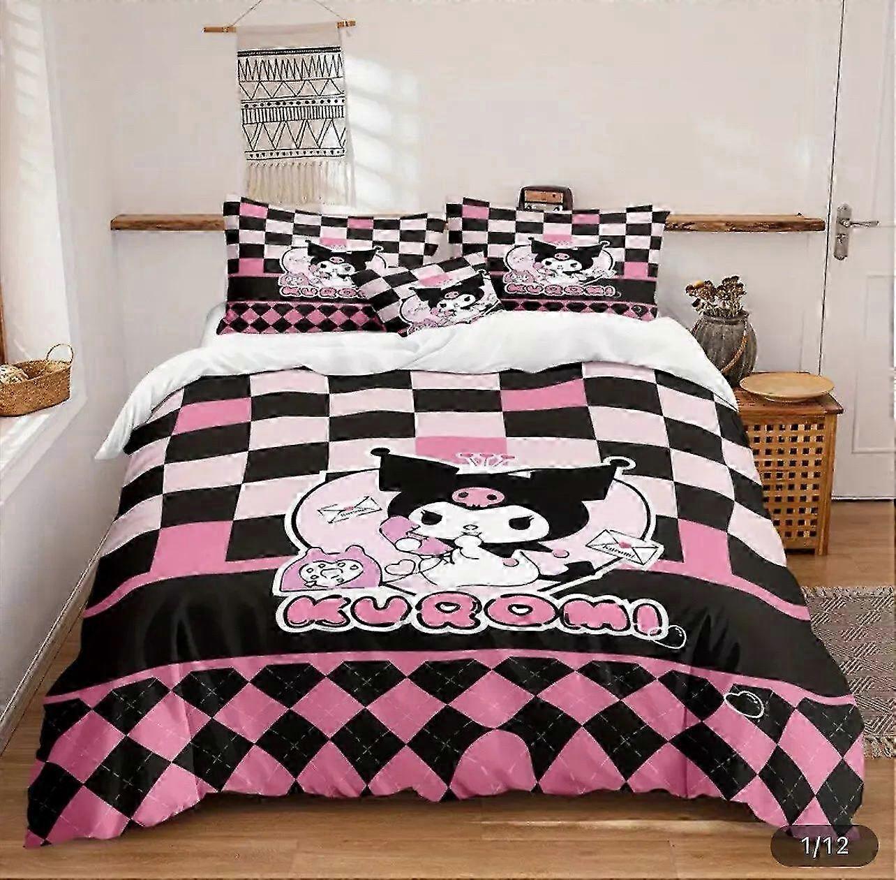 Conjunto de Cama Queen Kawaii Roxo com Fronhas para Crianças, Conjunto de Capa de Edredom de 3 Peças Perfeito para Decoração de Quarto e Presentes