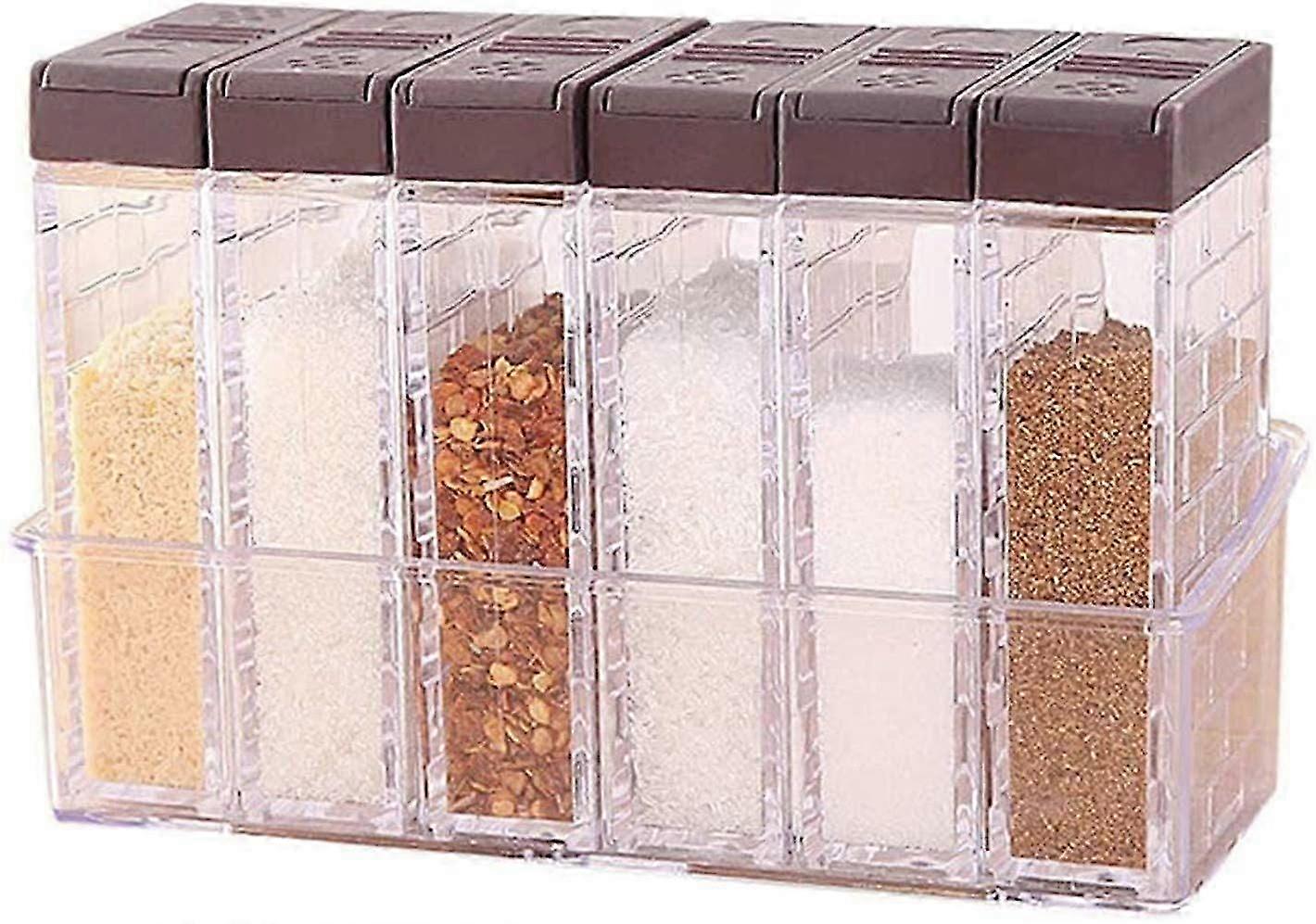 Plastic Seasoning Box, Set Of 6 Spice Shaker Box With Tray, Camping Spice Shaker Jars
