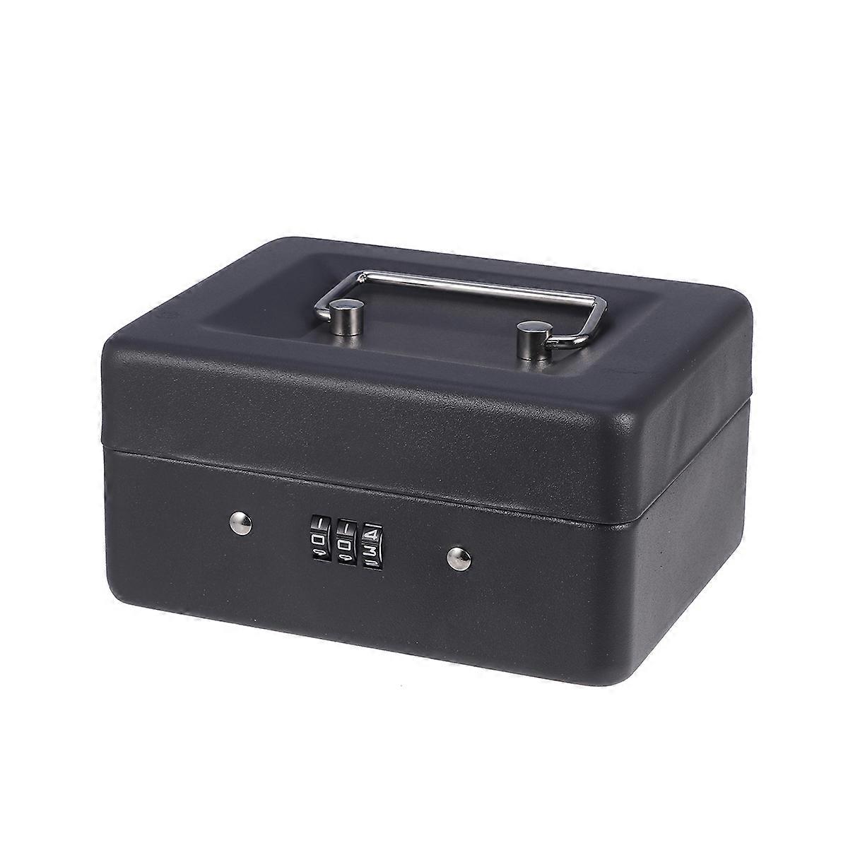 Thickened Combination Lock Cash Box for Store, Restaurant, Hotel Secure Password Storage for Cashier Checkout Portable Safe Box in Black