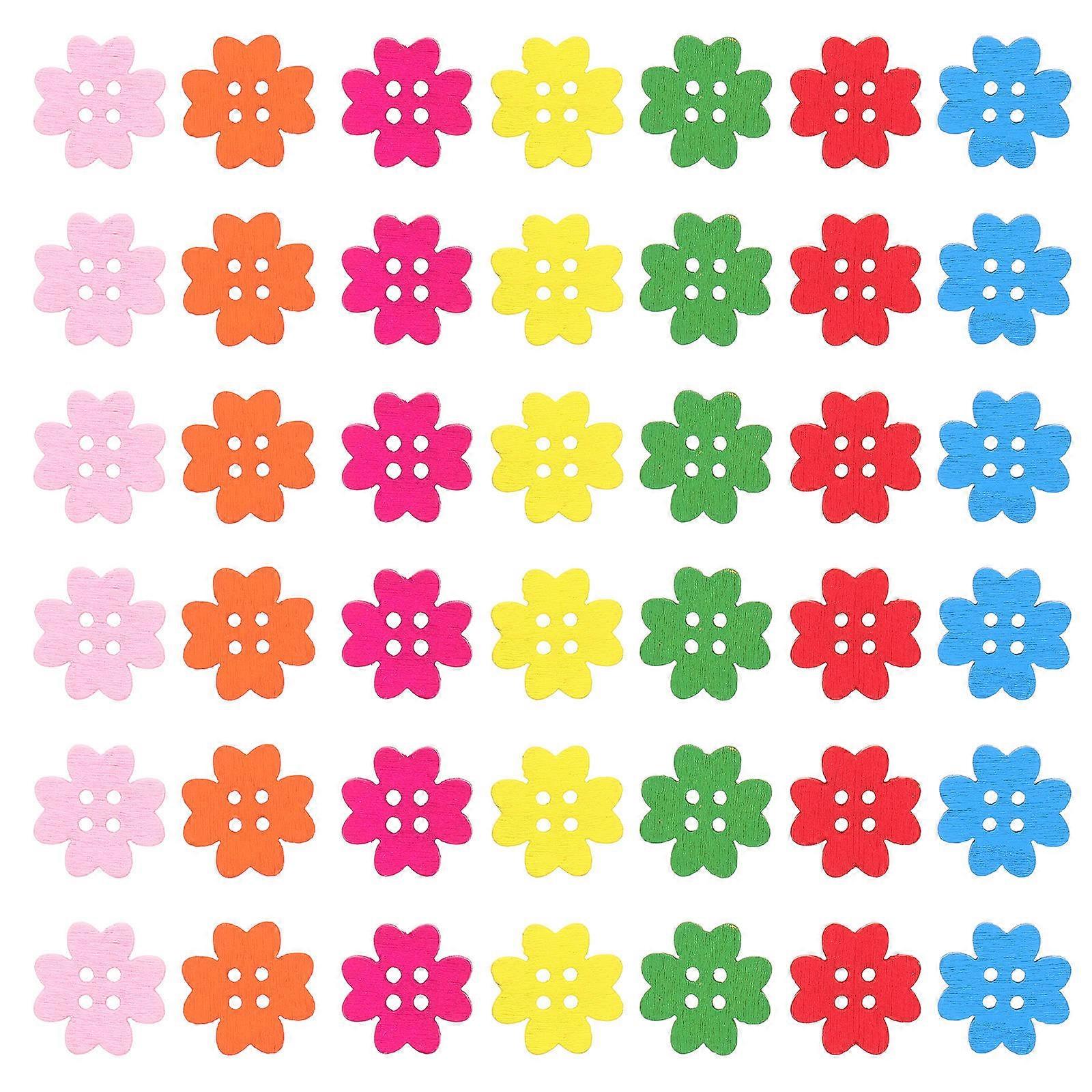 Shape Buttons 100Pcs Multi Color Wooden Durable Fixing Clothes Buttons