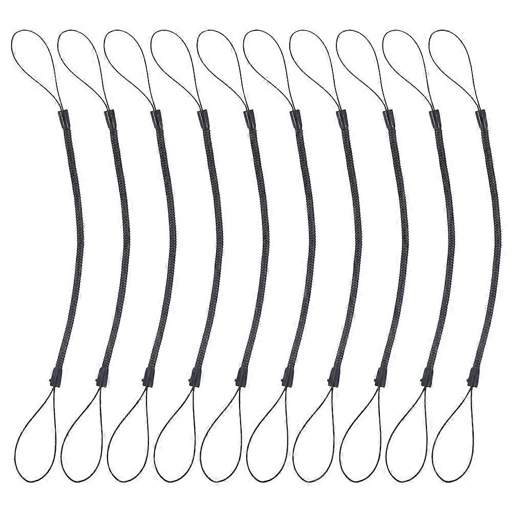 Black Spring Stylus Pen Lanyard Strap – Retractable, Wear Resistant Tether Rope for Handwriting Pens Fixing Wire for Work and Study