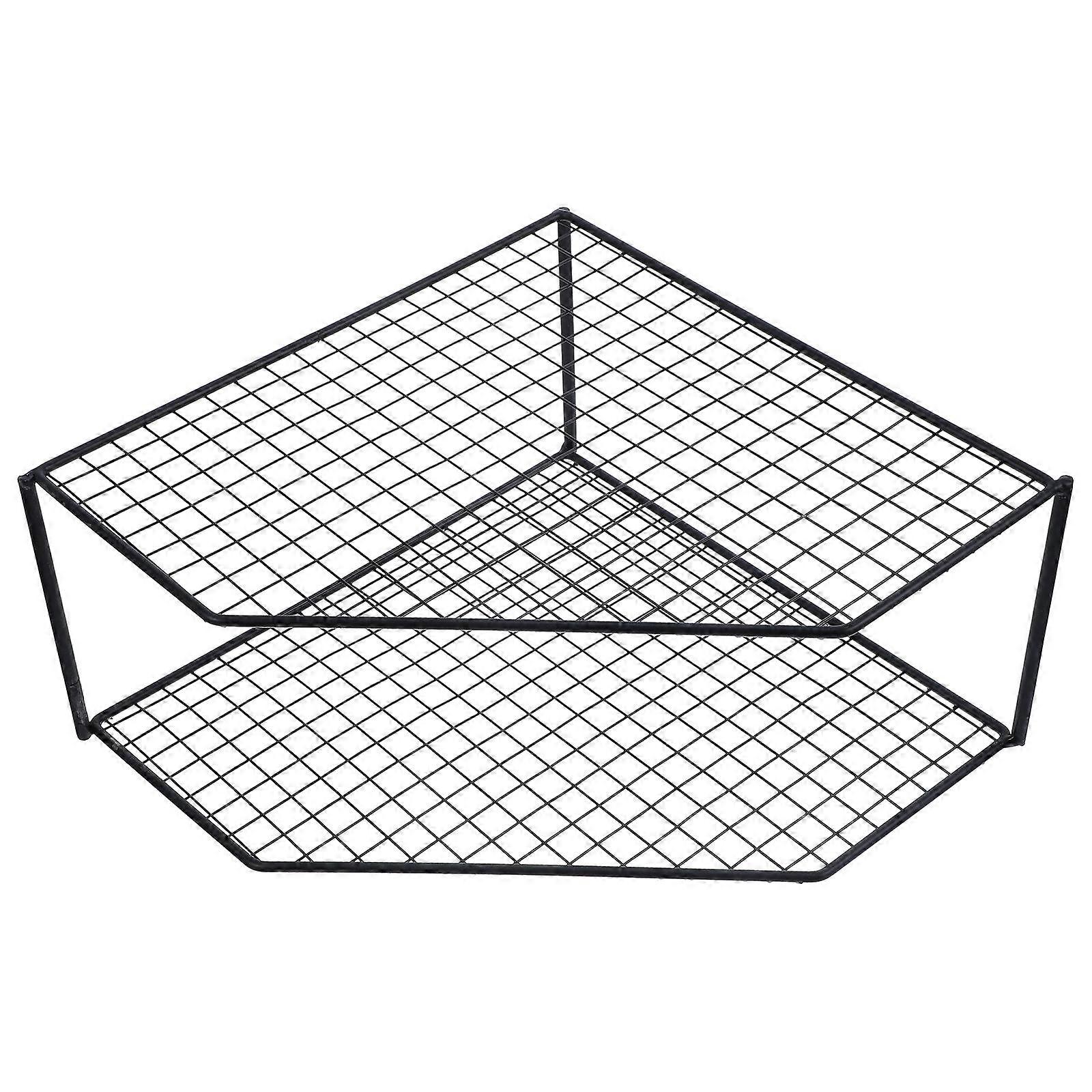 Pans Organizer Pan Racks For Kitchen Two-Layer Grid Design Square Iron Kitchenware Storage 1Set