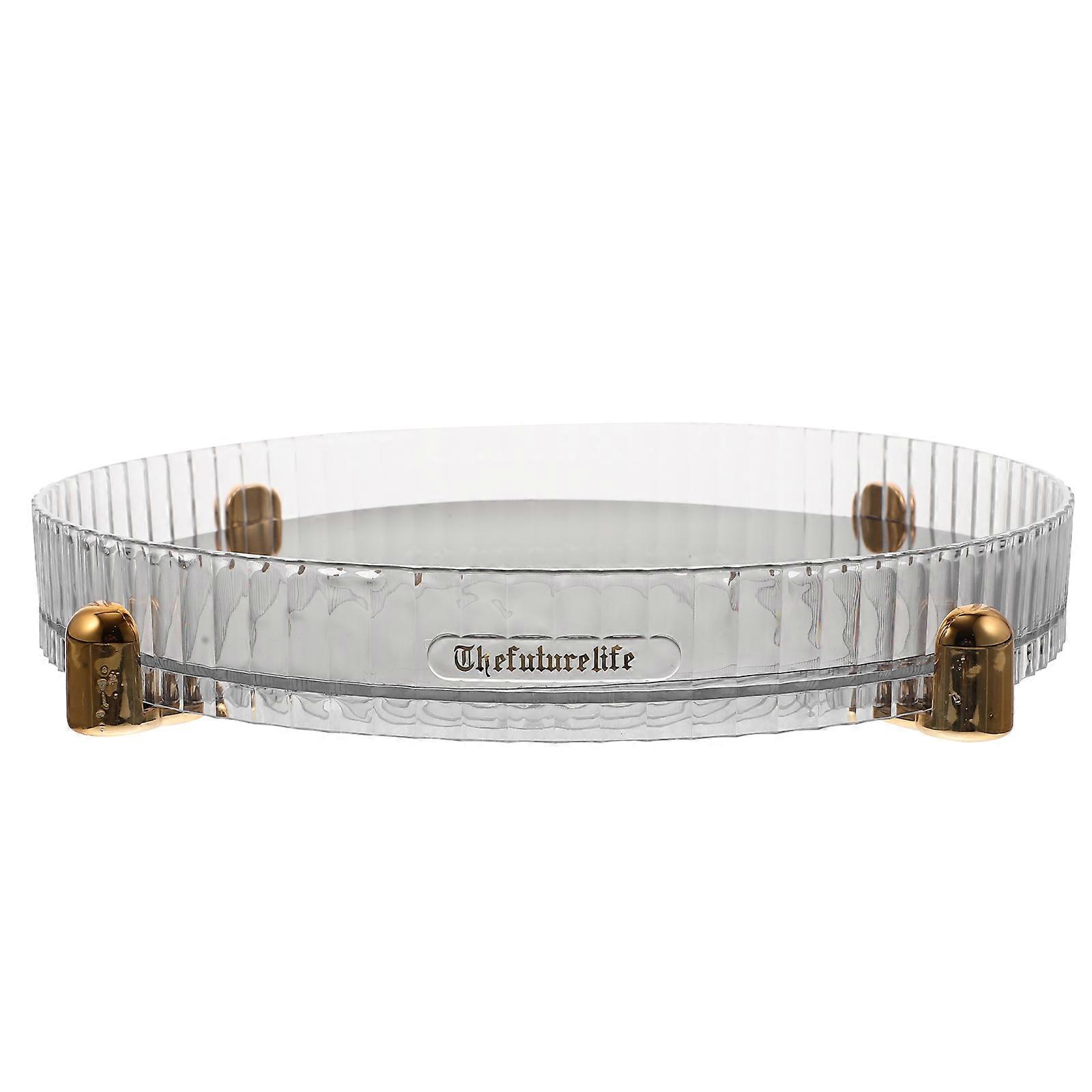 Rotating Turntable Organizer Cabinet Spice Jar Rack Desktop Cosmetic Tray Storage Organizing Round 1Pcs