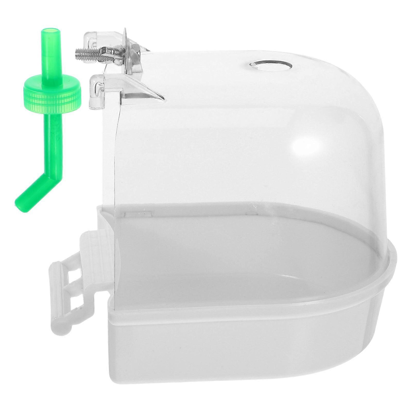 Parrot Shower Box Birds Bath Tub Feeding Function Bird Cage Accessories Indoor Use 1Set