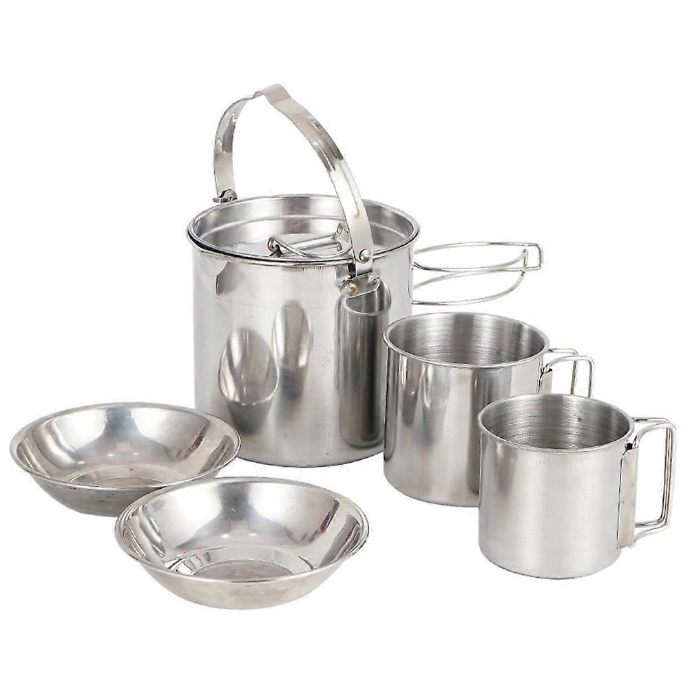 Stainless Steel Multi Functional Camping Cookware Set – Portable Hiking Kettle, Bowl, and Cup with Heat Resistant Handle for Outdoor Travel and