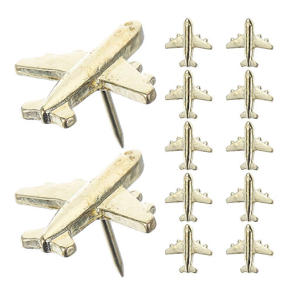 Creative Push Pin Steel Airplane Modeling Thumb Tacks Office Use Photo Walls 0.8 0.8 0.6in Securing Photos 36Pcs