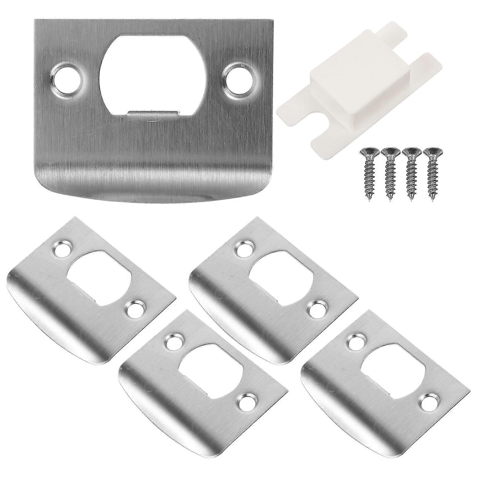 Stainless Steel Door Strike Plates Reinforcement Kit Durable Lock Latch Plates Front Door Security Versatile Design For Various Door Types Resistant
