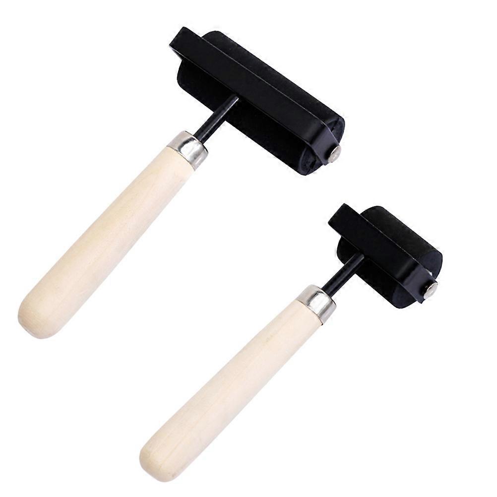 rouleau d’artisanat pour l’estampage forme cylindrique outil à poignée en bois pour l’impression 3 pouces 2Set