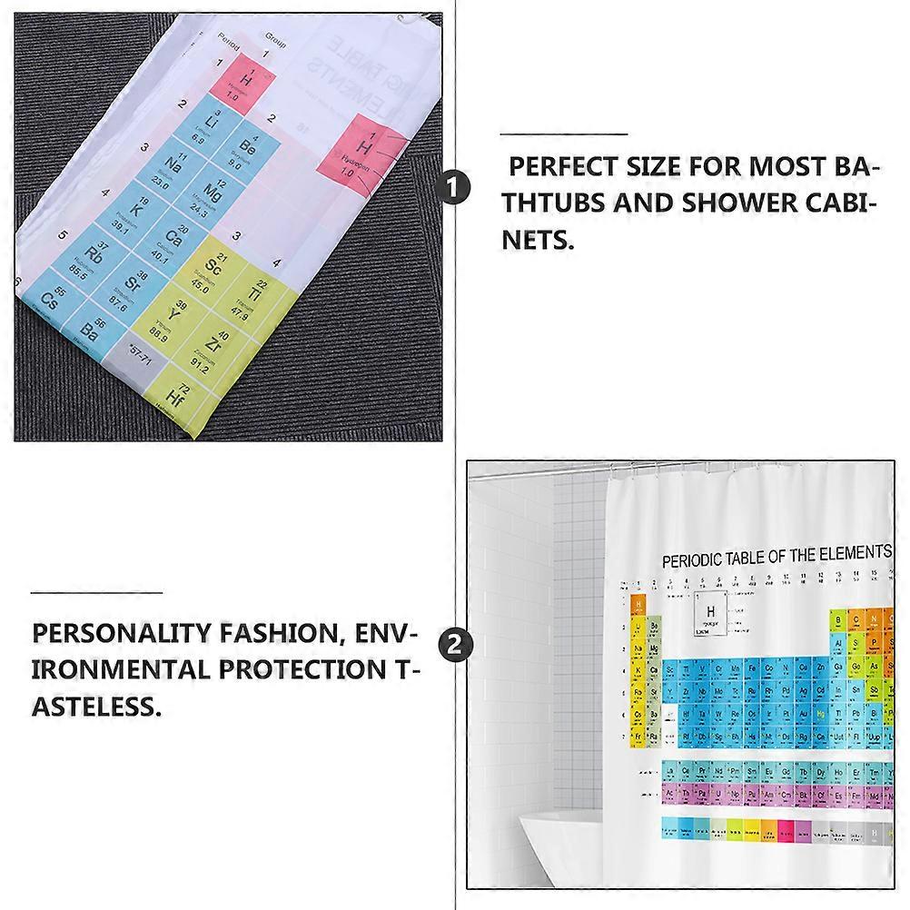 Shower Curtain Periodic Table Pattern Multi-Colored 180x180cm Waterproof Opaque 1Pcs
