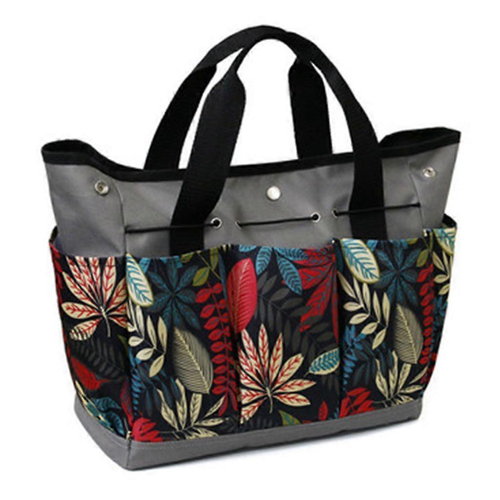 Garden Tool Storage Bag, Wear-Resistant Organizer with Small Pockets (Gray + Pattern)