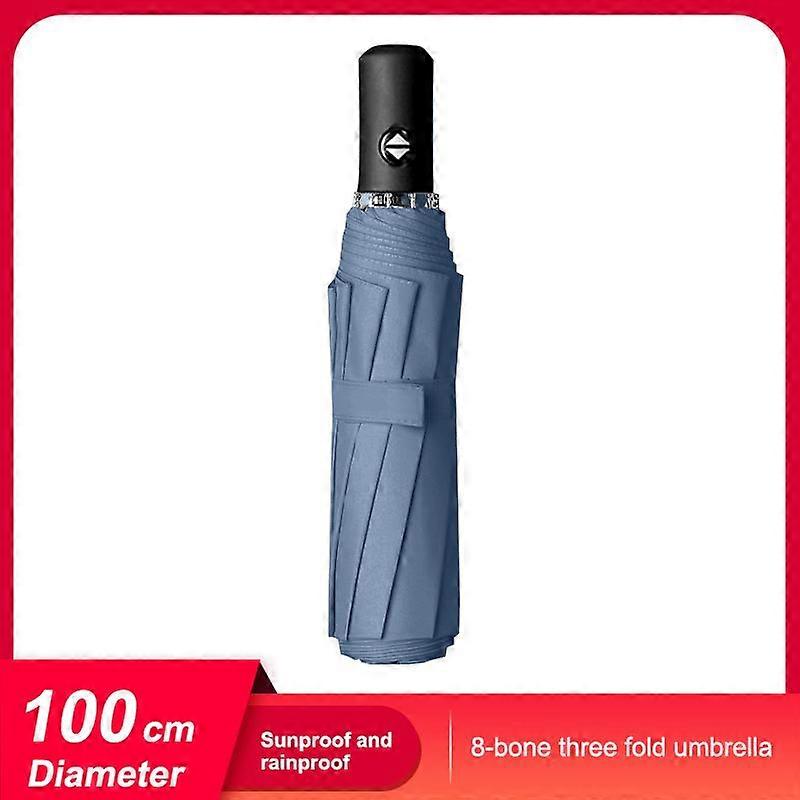 Black Vinyl Umbrella Rain and Shine Dual-Use Eight Ribs Manual Open and Close 99cm Diameter Reverse