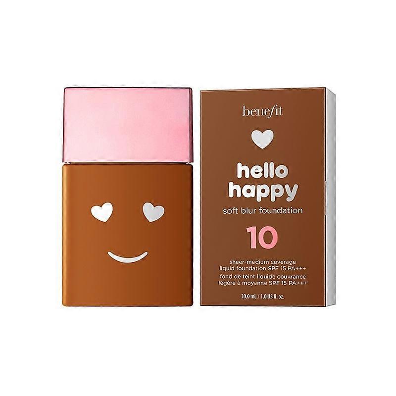 Benefit, Hello Happy Soft Blur, Fini mat, Fond de teint liquide, 10, Deep Warm, SPF 15, 30 ml.