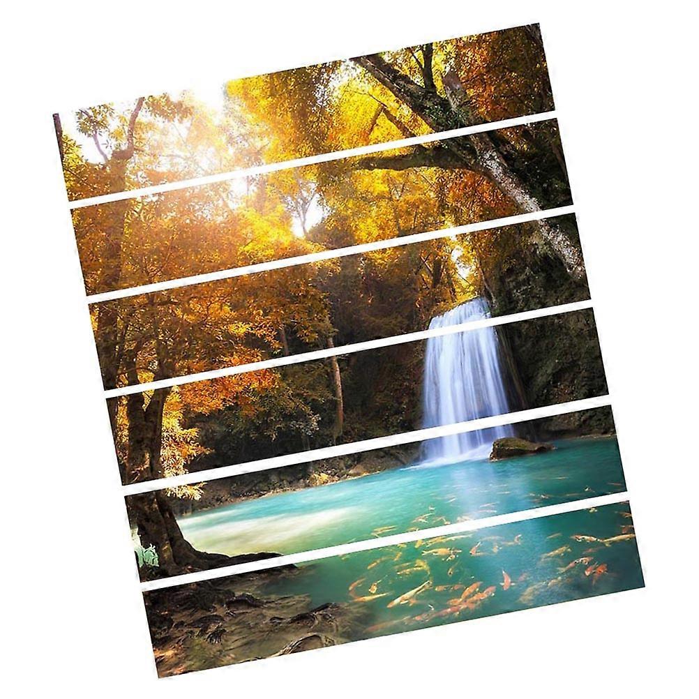 Self Adhesive Staircase Stickers 3D Waterfall Pattern Decals for Home Club Hotel Walls 6 Pieces Per Set