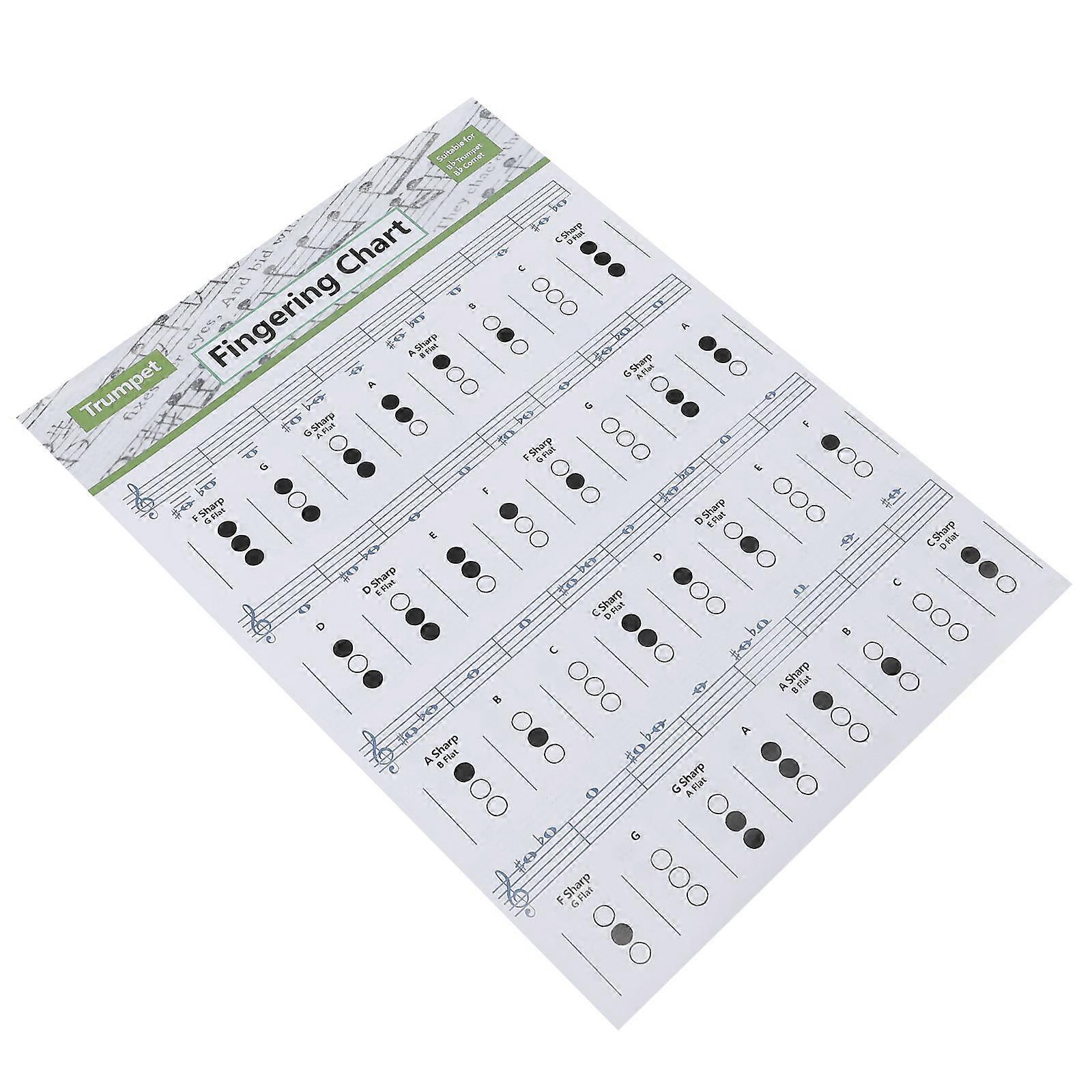Coated Paper Trumpet Chord Practice Chart Diagram Trumpet Players 1Set