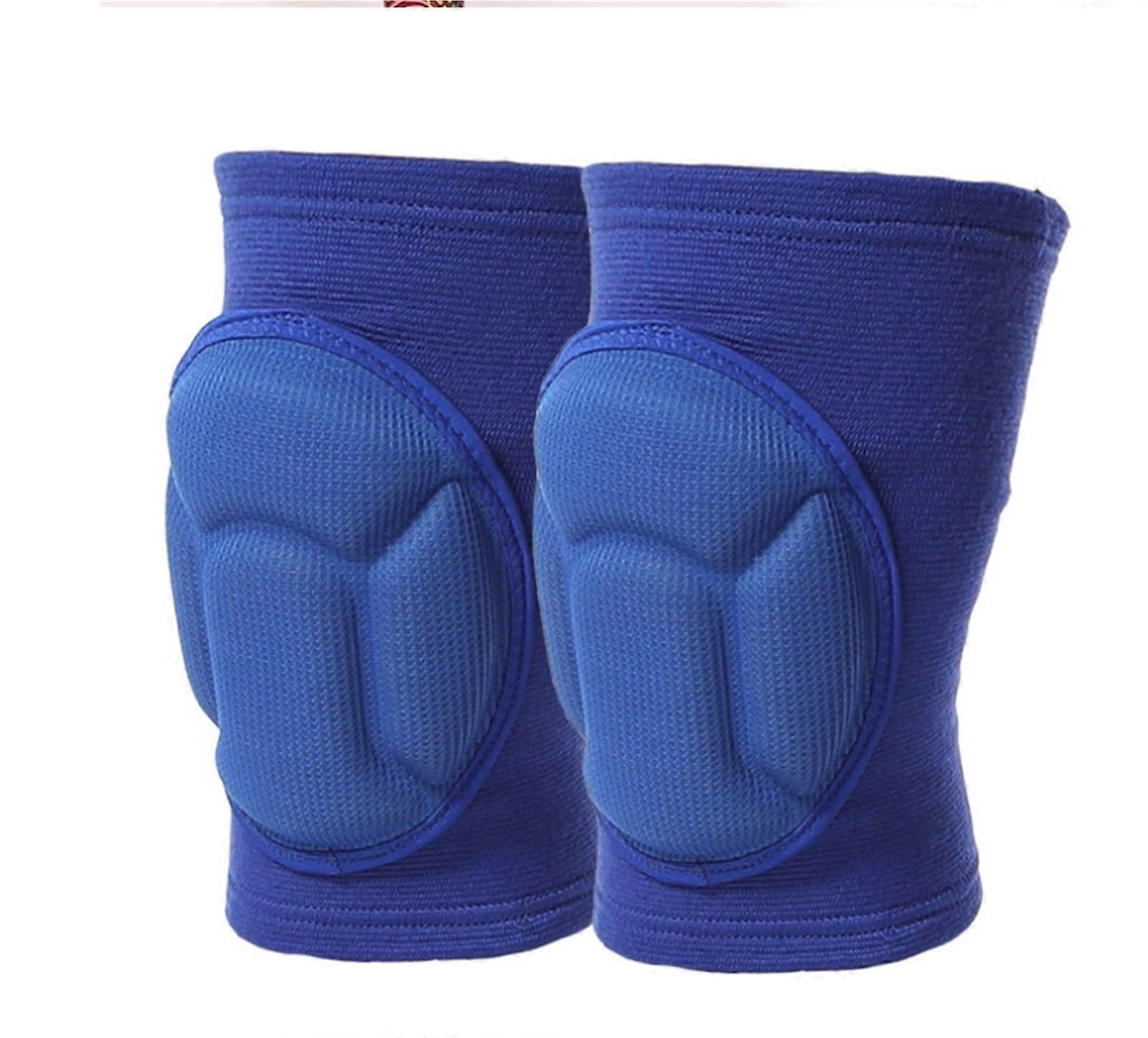 Knee Pads for Volleyball, Dance, Yoga and Hiking - Sponge Compression, Non-Slip, Collision Avoidance, Blue, Size S