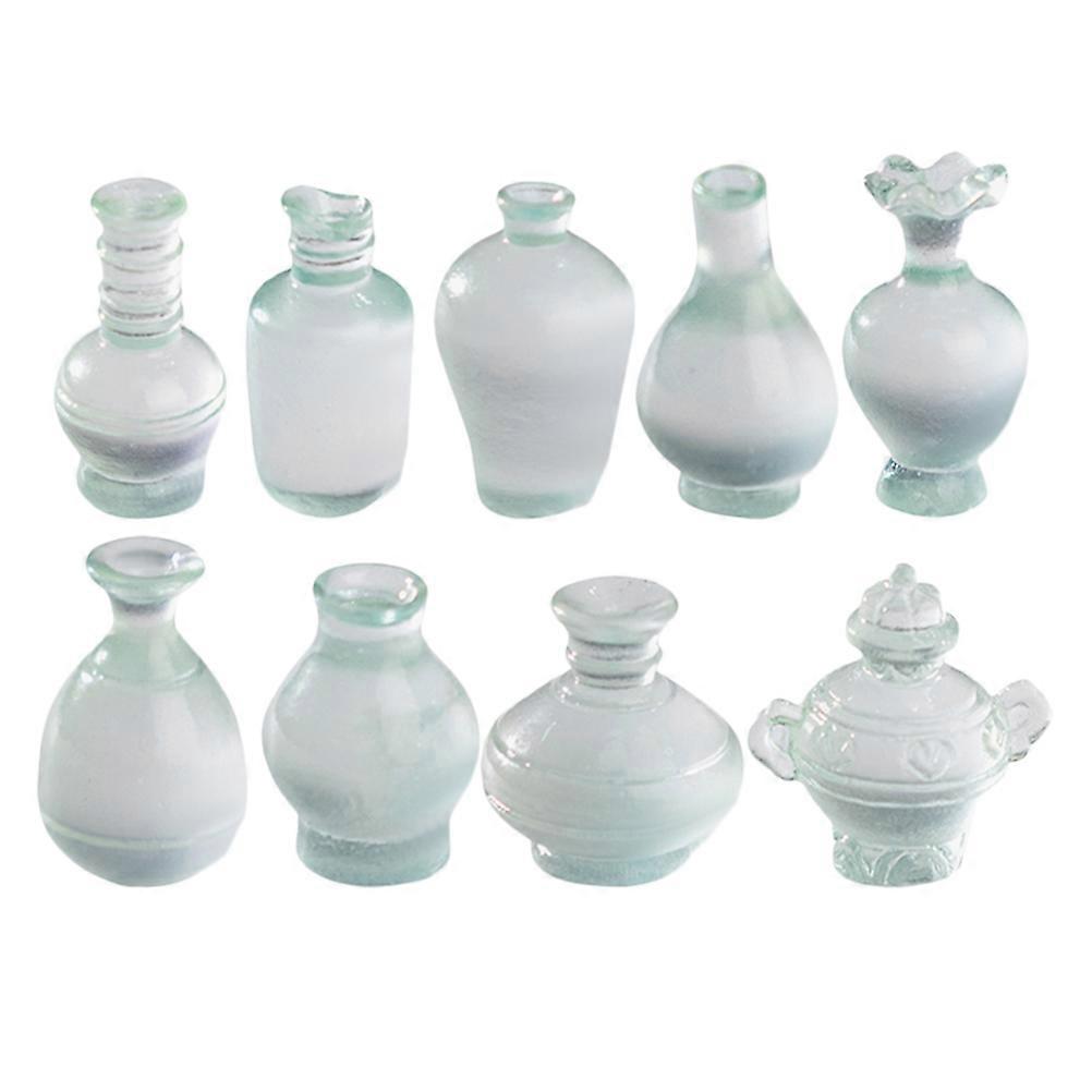 present Giving Micro Landscape Antique Simulation Porcelain Bottles Transparent Color Miniature 9Pcs