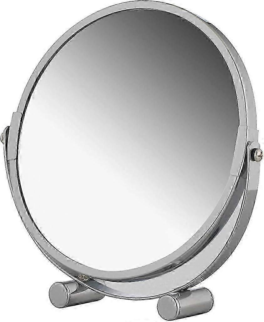 Freestanding magnifying mirror, magnification up to 3x, round double-sided makeup mirror, diameter approx. 17 cm, silver
