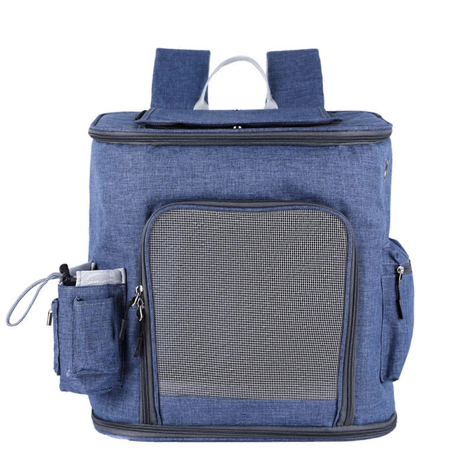 Large Pet Carrying Backpack Breathable Front Zipper Opening Lightweight Pet Carrier Bag for Puppy Cat Blue