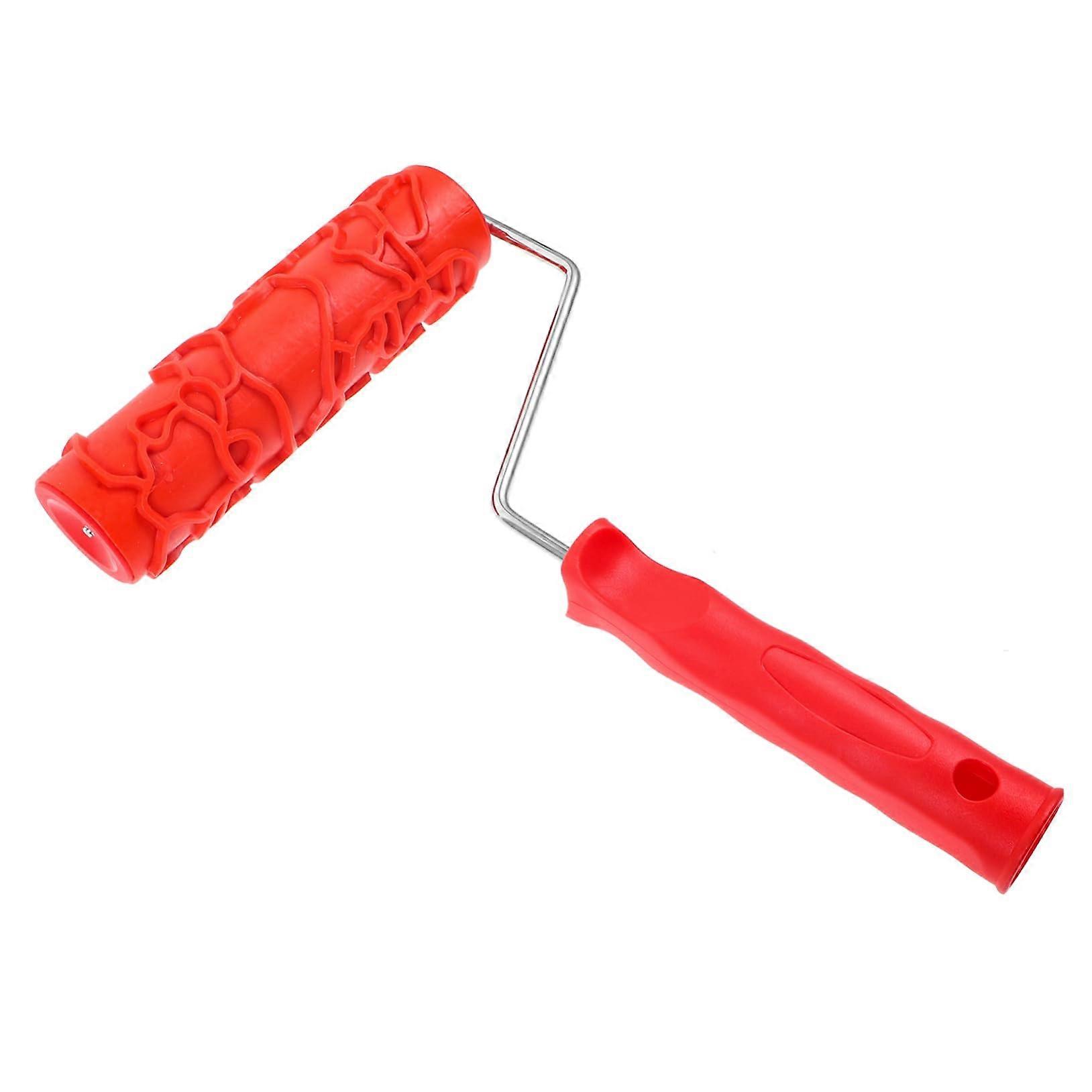 Embossed Roller Tool for Painting Walls, Decorative Texture Paint Roller Brush for Ceiling, Red Metal Grain Pattern