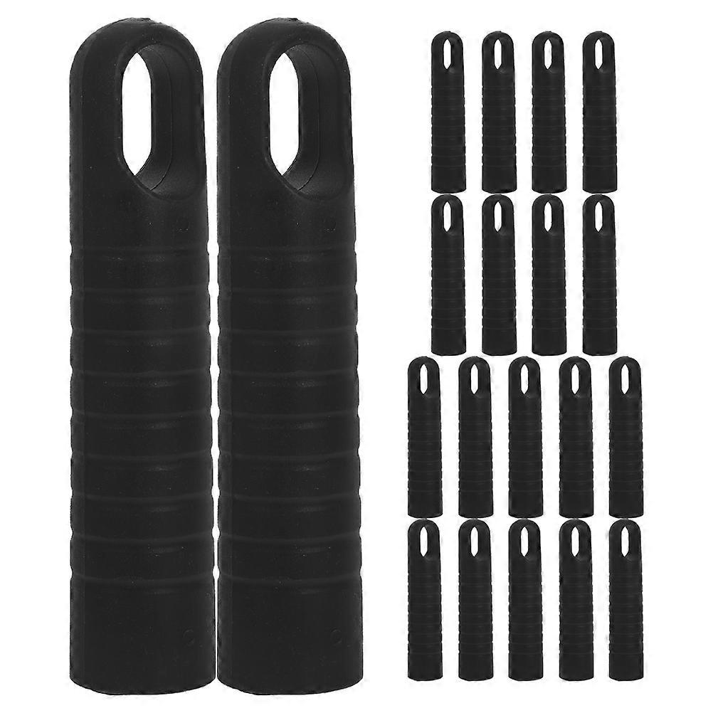 20pcs Mop Handle End Caps Replacement with Threaded Plastic Tips and Locking Ring Sleeve for Non Slip Mop Rod Grip