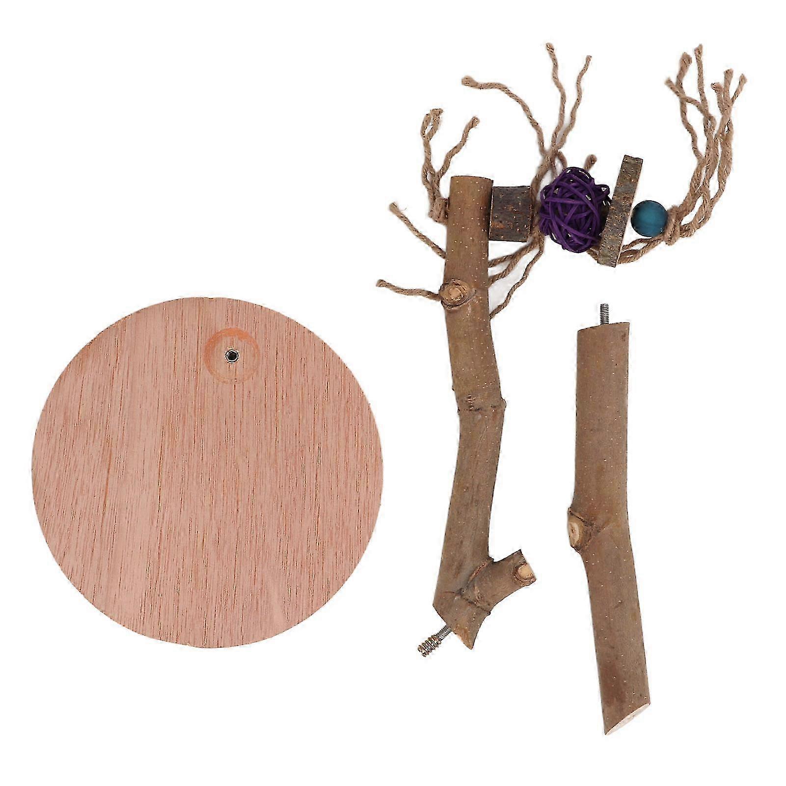 Luonnollinen irrotettava puinen lintuahventeline jalustalla linnuille ja papukaijoille