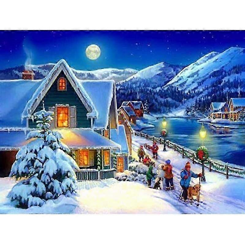 5D DIY Diamond Painting Snow Scene Full Round Drill Crafts for Home Decor