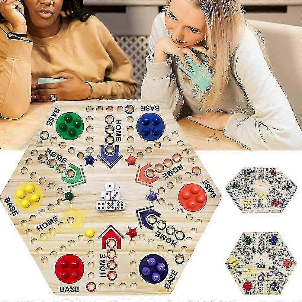 Wooden Board Game Double Sided Painted 6 And 4 Player Fast Track Board Game