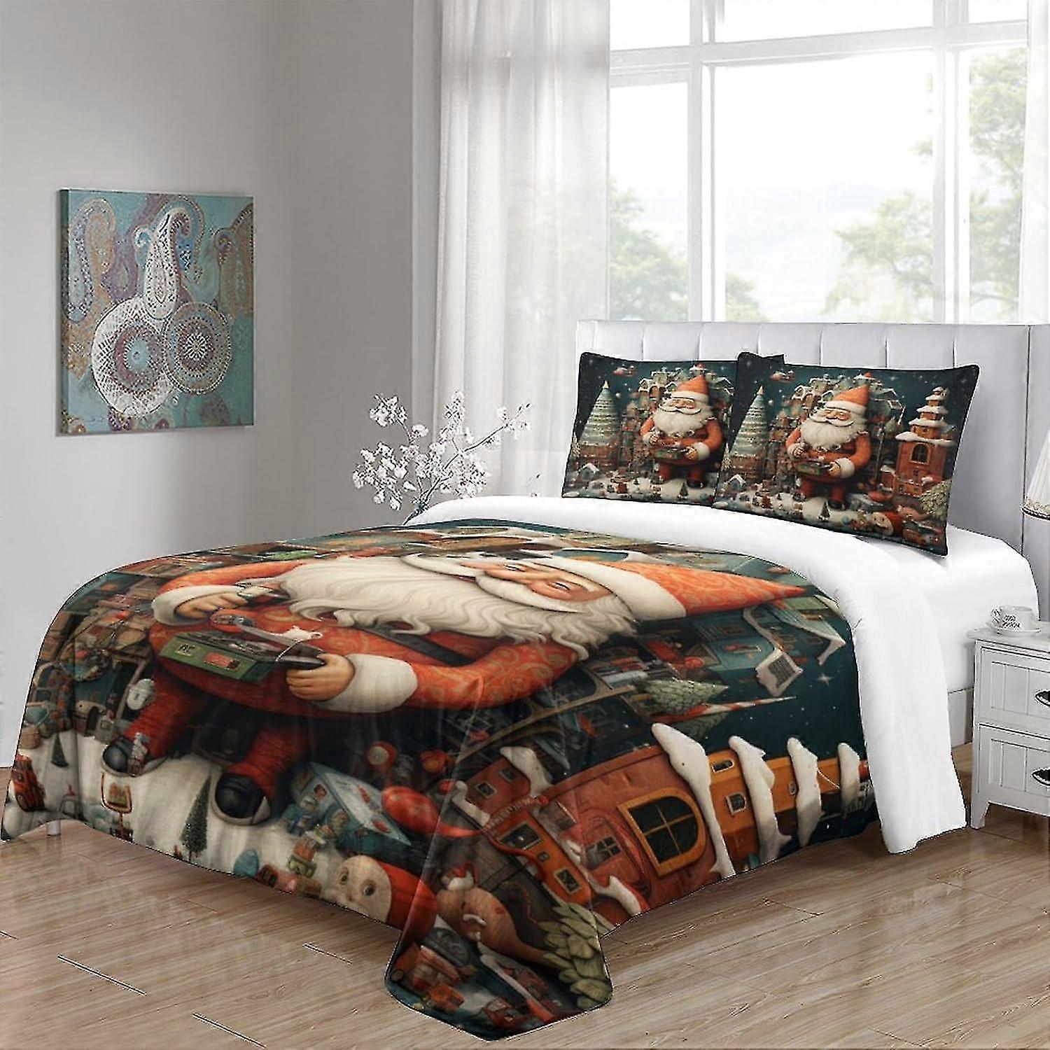 Adecuado para el juego de ropa de cama de microfibra con funda nórdica de  Santa Claus,, image size:1500x1500