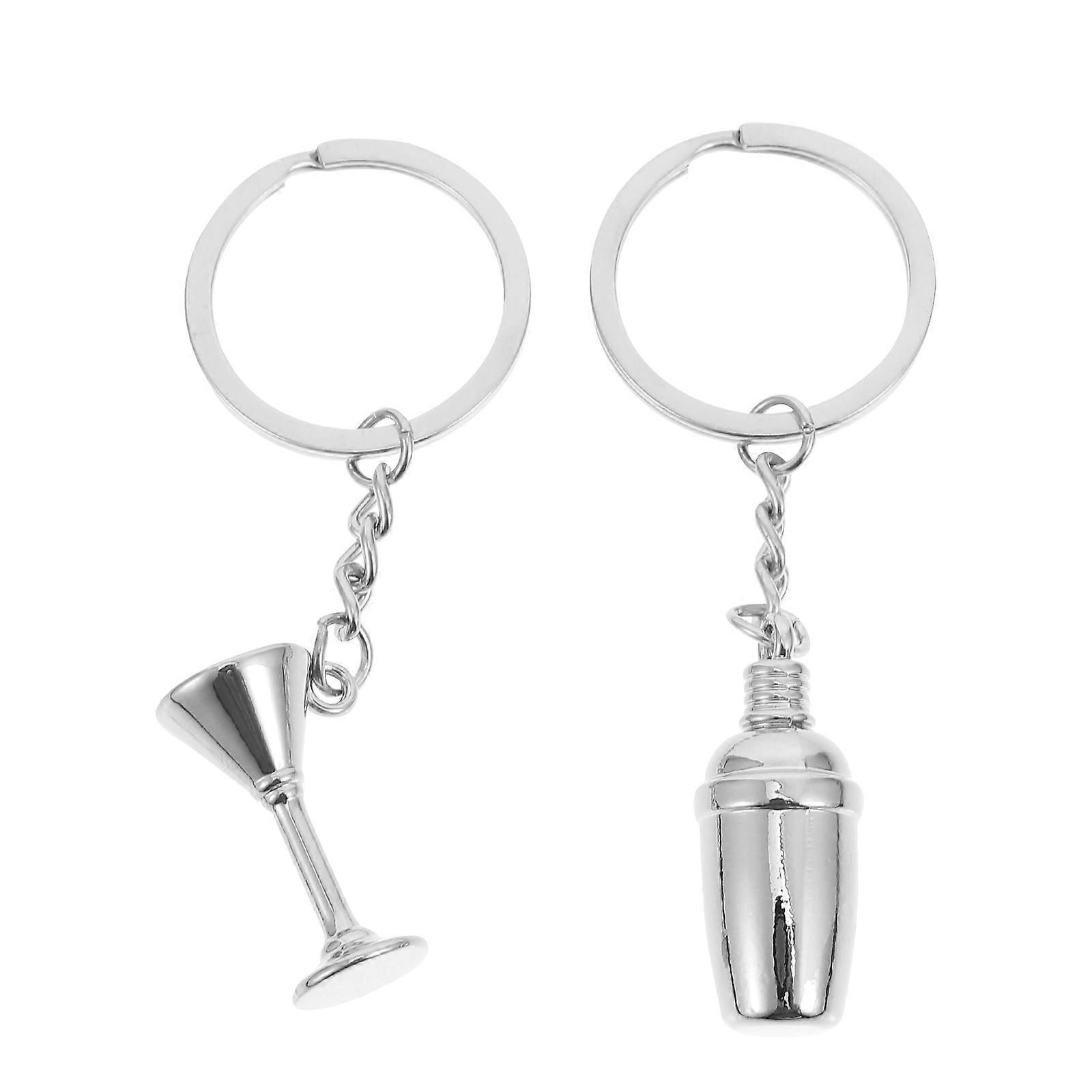 2pcs Simulated Wine Cup Keychains Creative Bag Decorations, Durable Key Rings with Unique Cocktail & Shaker Design, Fun Accessory for Backpacks