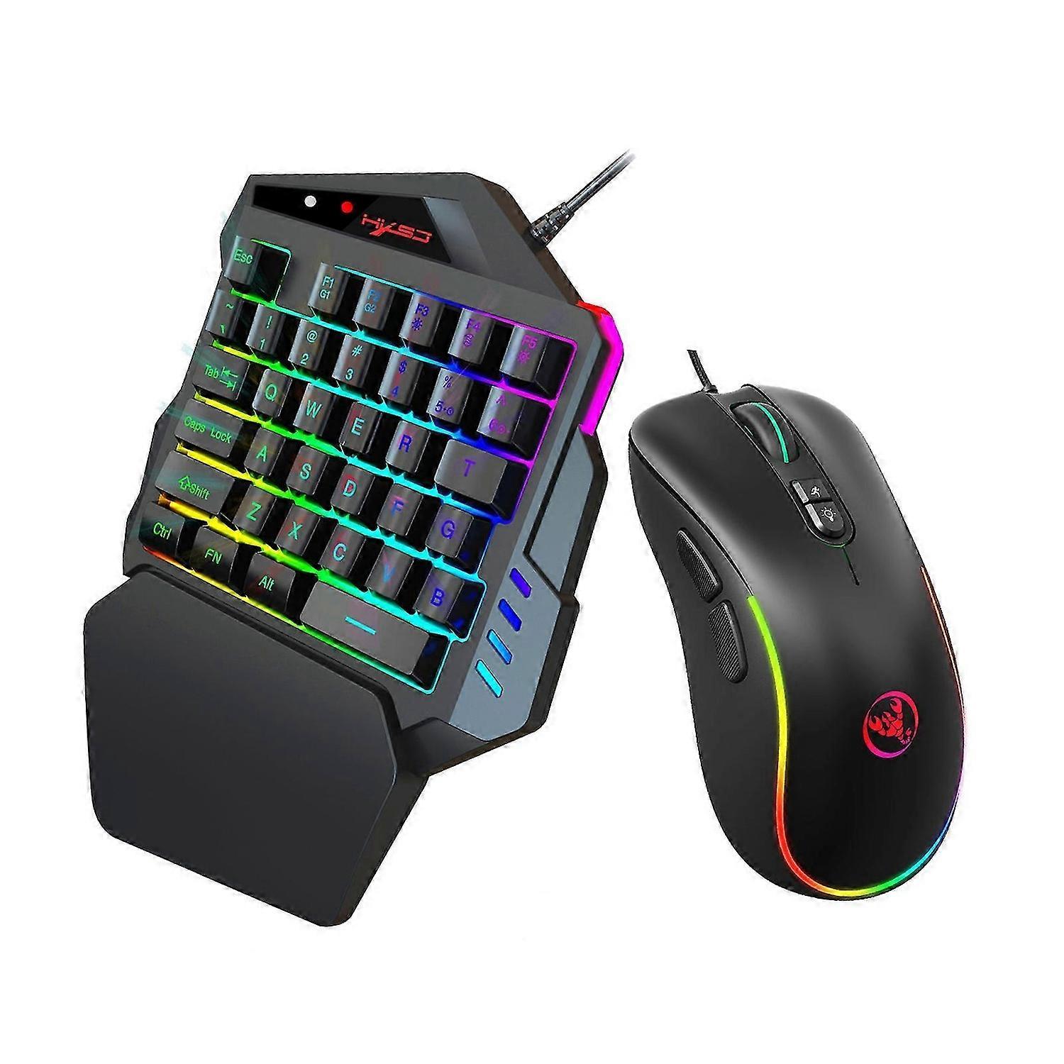One Handed Gaming Keyboard And Mouse Combo V500 RGB Gaming Keypads And J300 Gaming Mouse Gaming Keypad Wired Gaming Keyboard with 2 USB Ports And Gami
