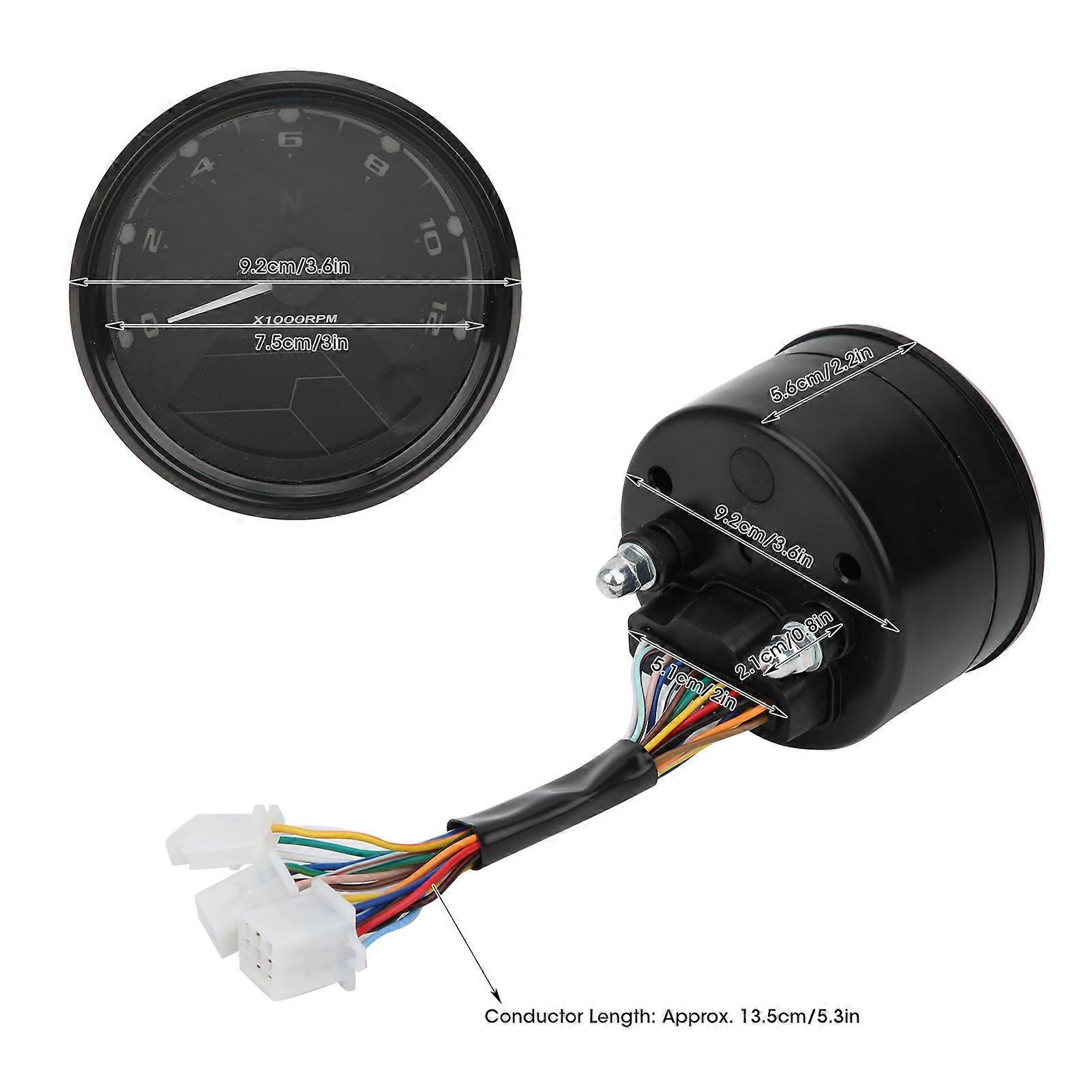 Motorcycle Speedometer LED MultiFunction Digital Indicator Dial Blue Backlit DC 12V