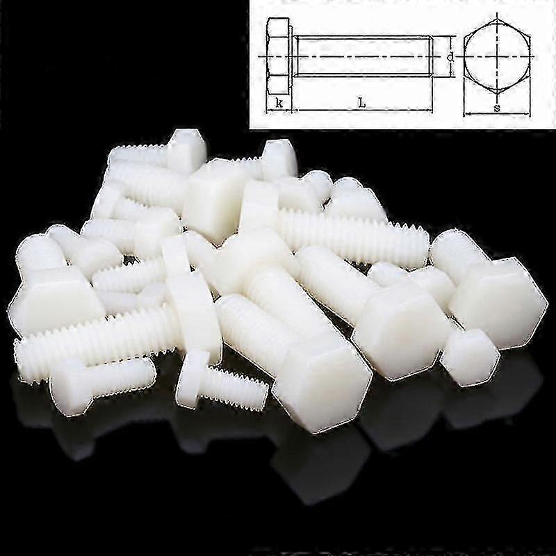 Jinzhaolai White Nylon Hexagonal Screw Metric Threaded Hex Head Screw Plastic Insulated Bolt M3 M4 M