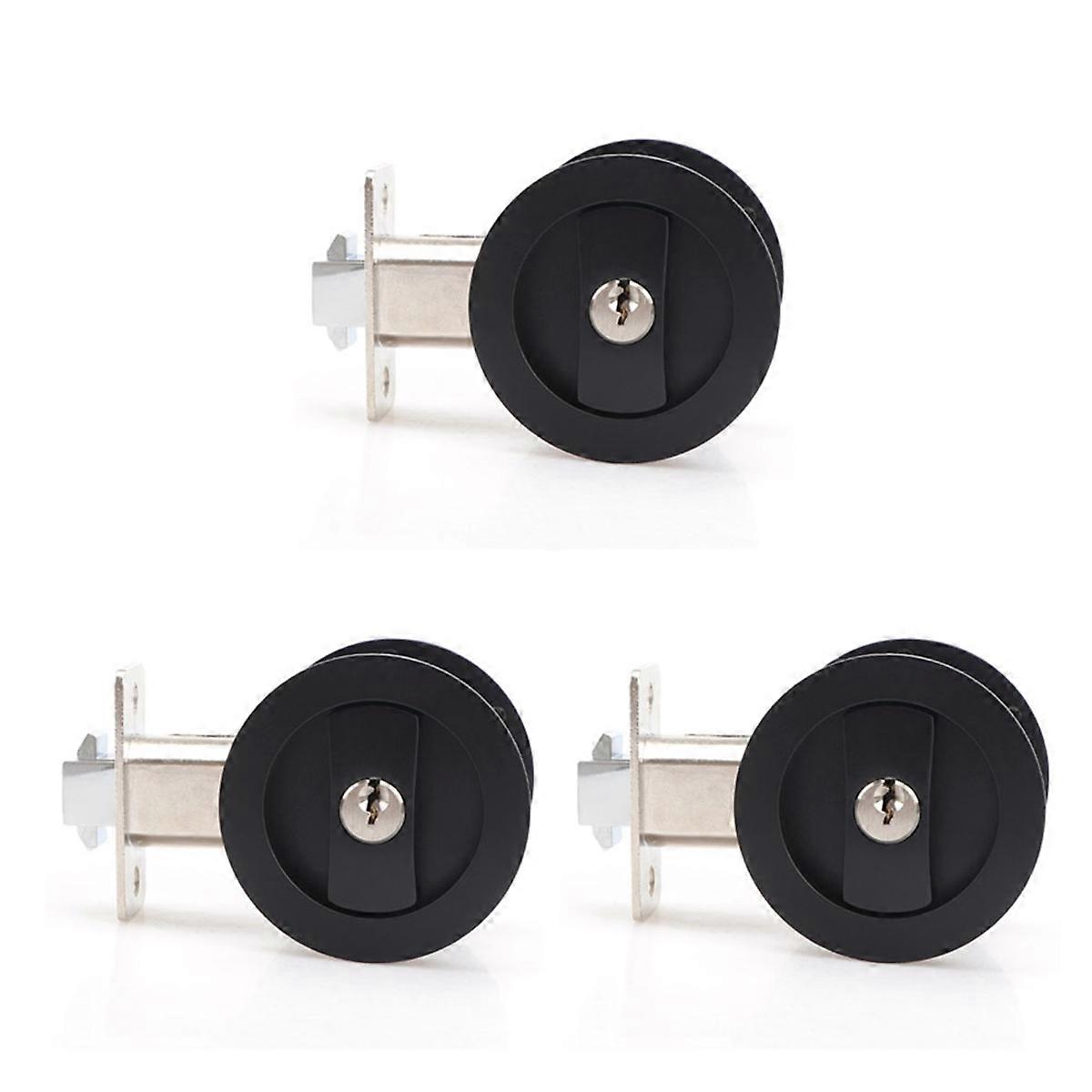 Sliding Pocket Door Lock Black Privacy Round Pocket