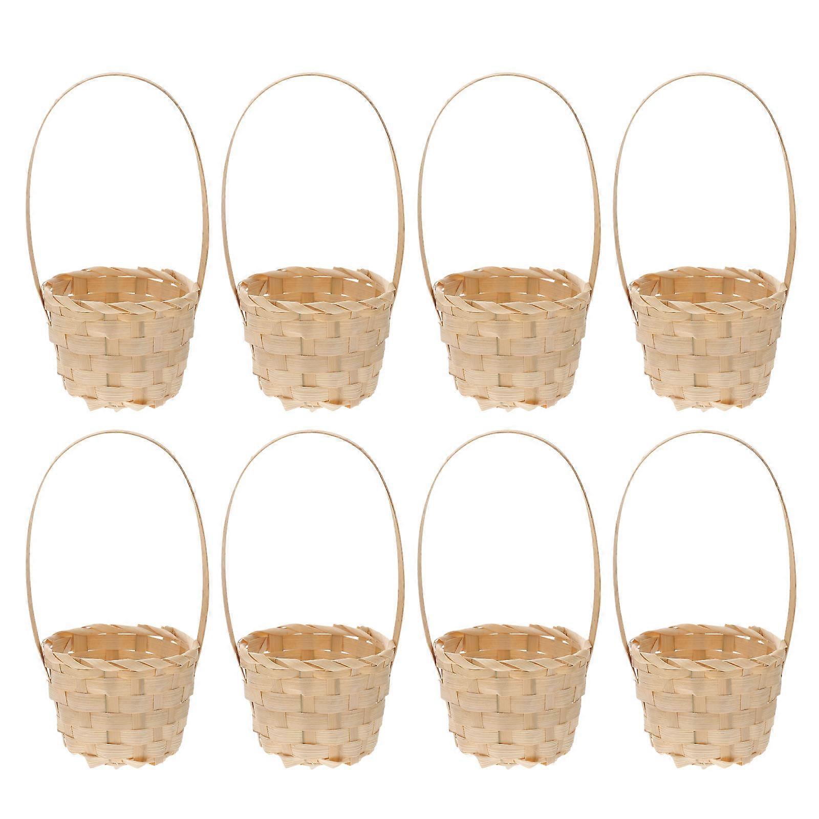Mini Woven Baskets Delicate Design Snack Storage Khaki 8X6CM 8Pcs