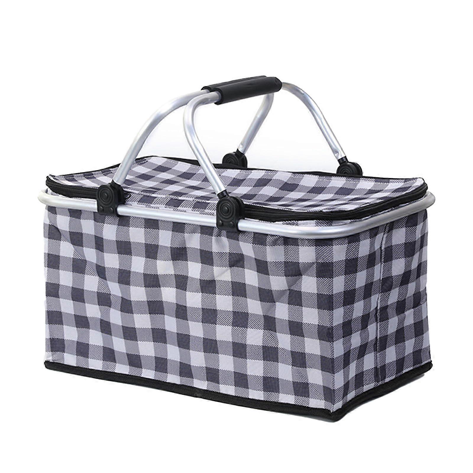 30L Cooling Basket, Foldable Insulated Cool Bag, Thermal with Lid, Aluminium Frame, Blue