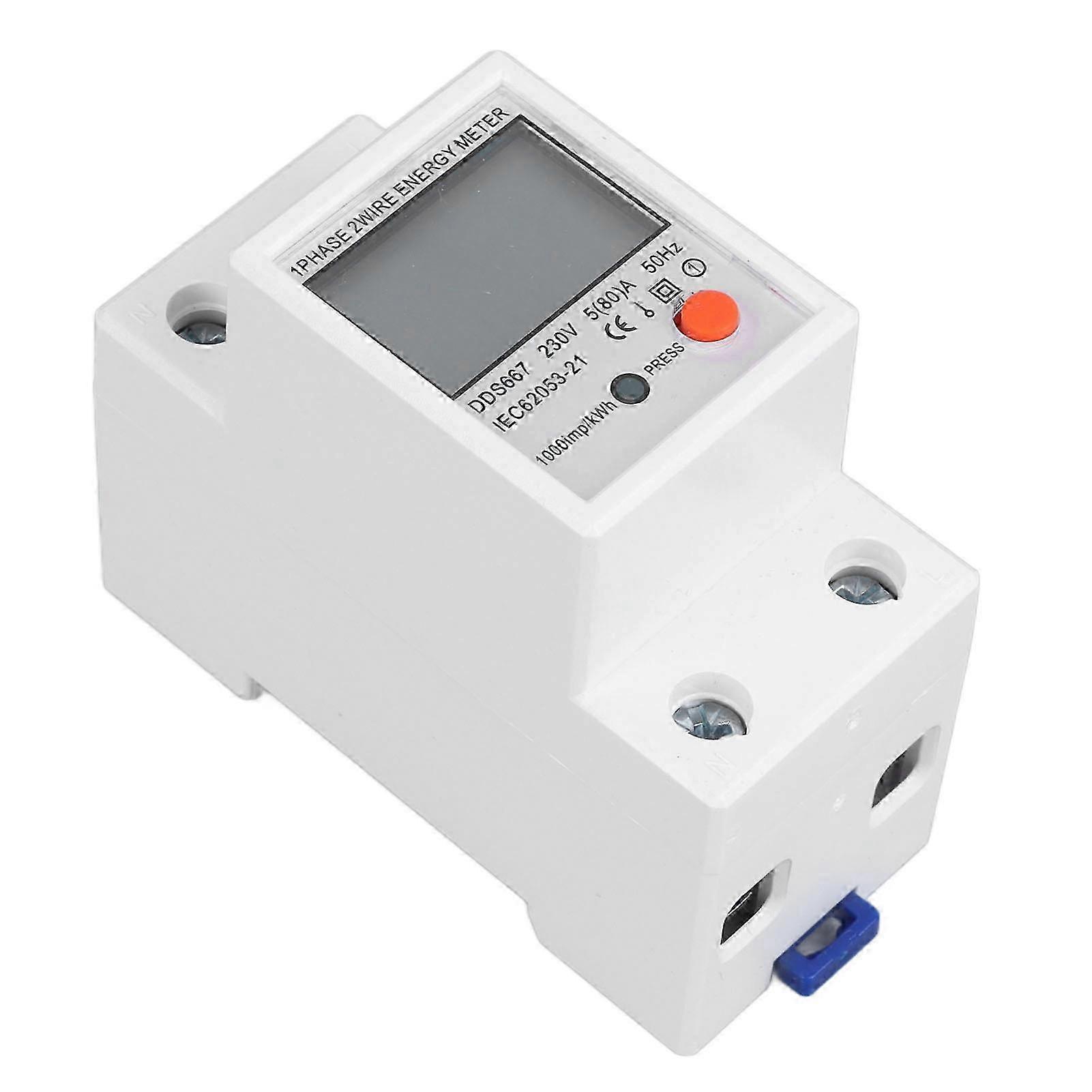Multifunctional Power Meter with LCD Display - 1 Phase Energy Monitor for 200-250V Electrical Safety & Efficiency Tracking