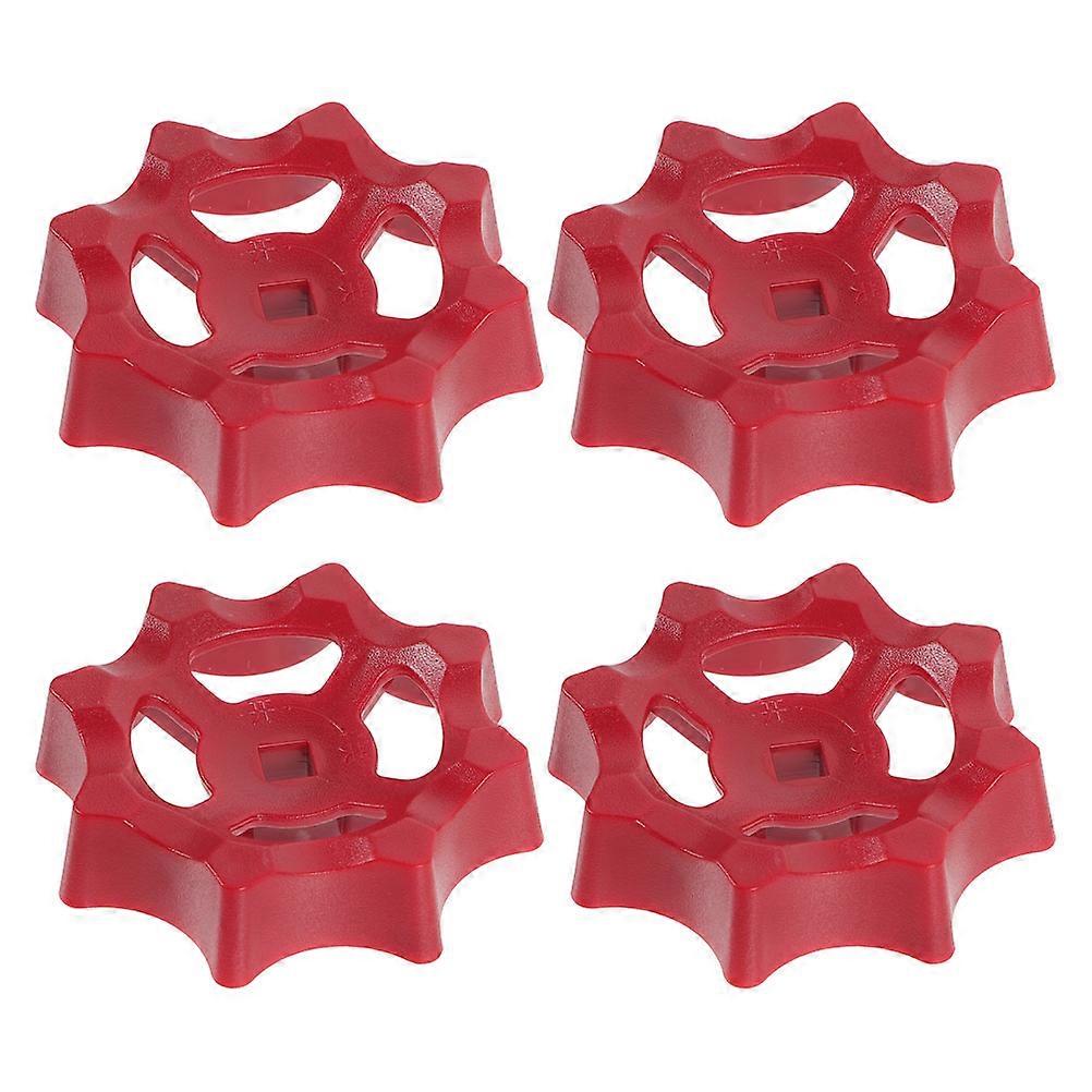 Red ABS Faucet Handles Heavy Duty Durable Construction with Flower Shaped Design for Outdoor Use