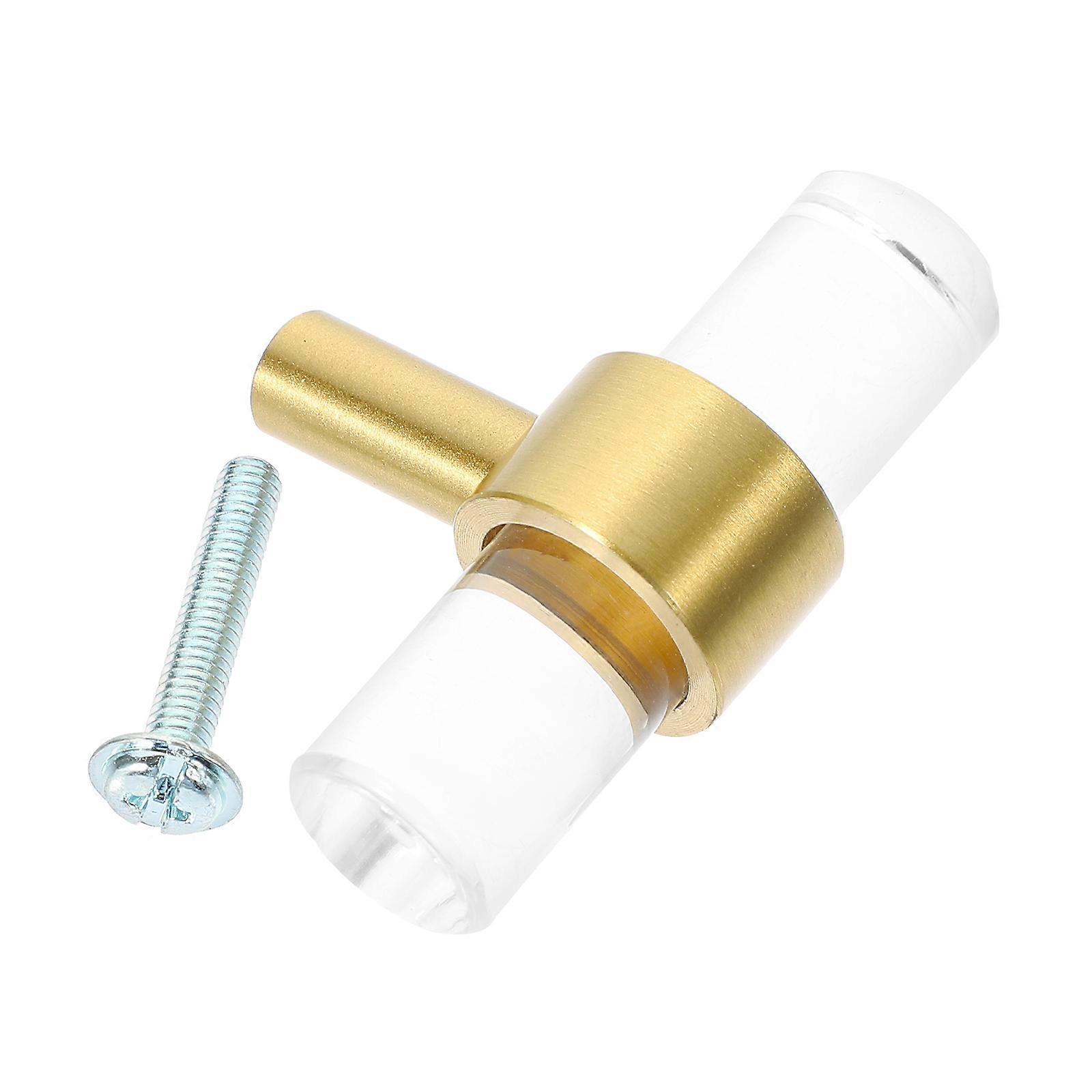 T Shaped Cabinet Handle Acrylic Drawer Pull Accessory Golden 13mm Diameter DIY Enthusiasts 1Set