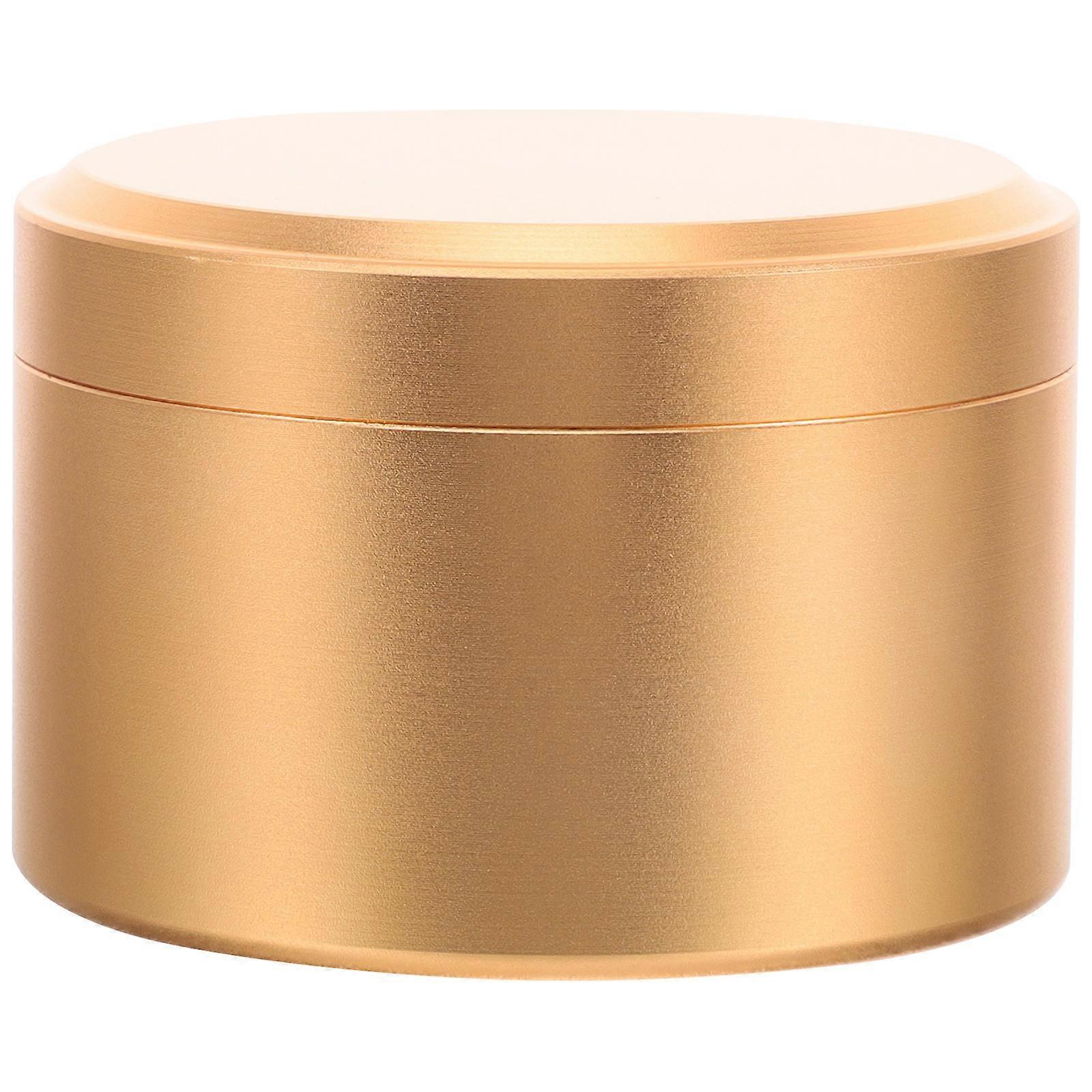 Tea-Leaf Storage Box Metal Can with Lid Portable Tea Storage Jar Golden 5.50X5.50X4.00CM Adults 1Pack