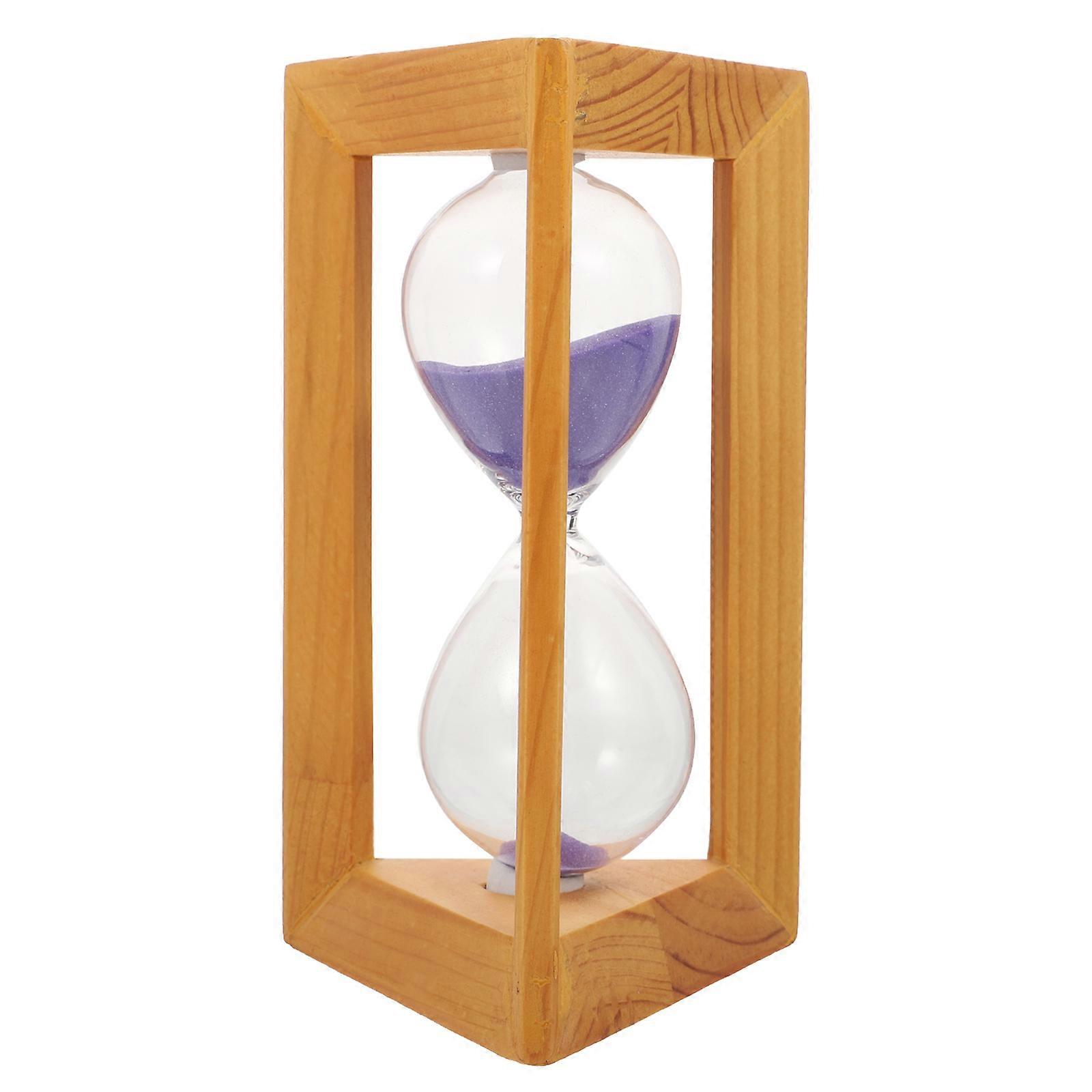 Decorative Sand Timer Hourglass Study Bedroom 14.5x8.5cm Wood Glass Simple Adornment 1Pc
